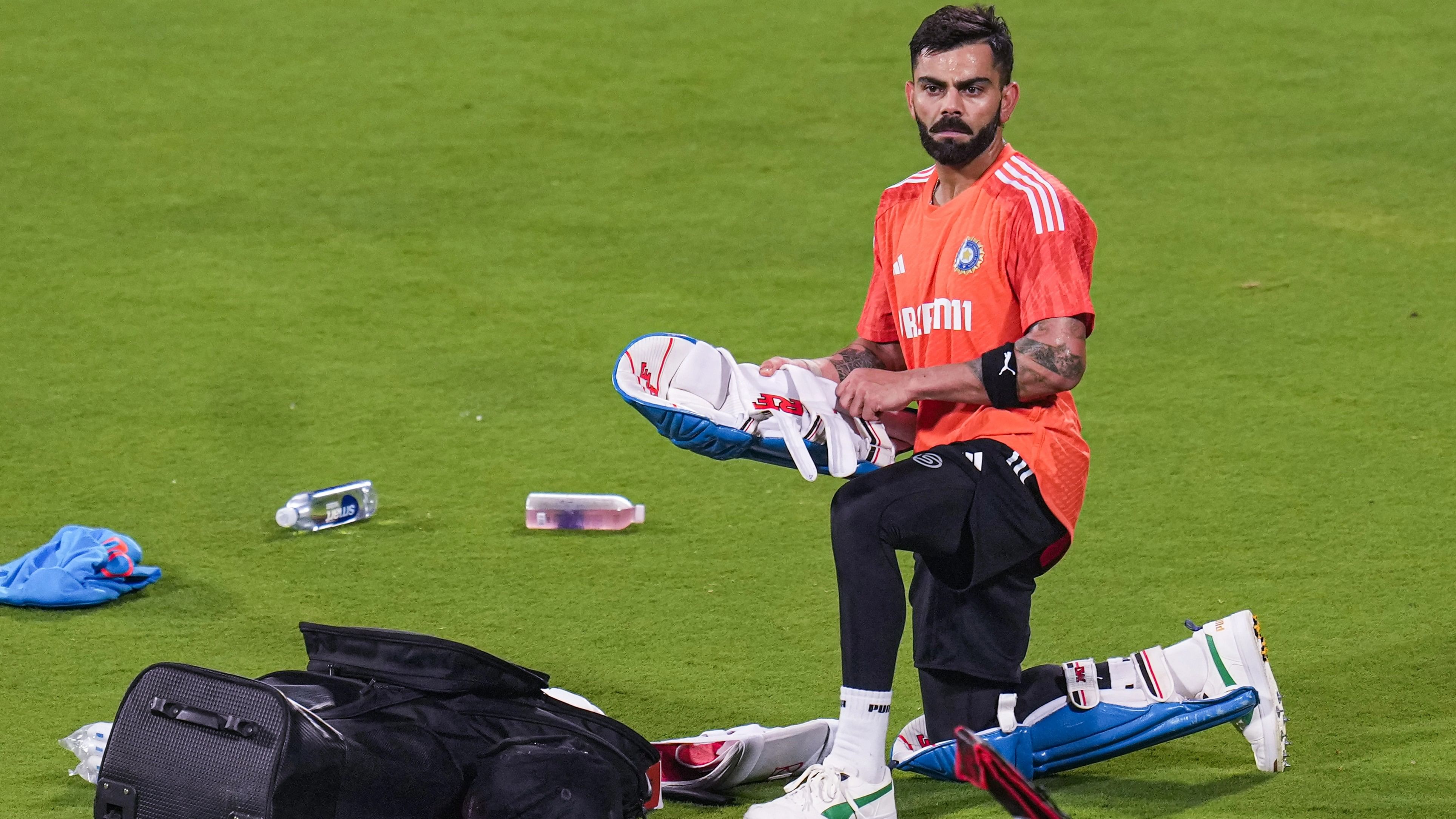 <div class="paragraphs"><p>India's Virat Kohli during a practice session ahead of the ICC Men's Cricket World Cup match against Netherlands, at Chinnaswamy Stadium in Bengaluru.</p></div>