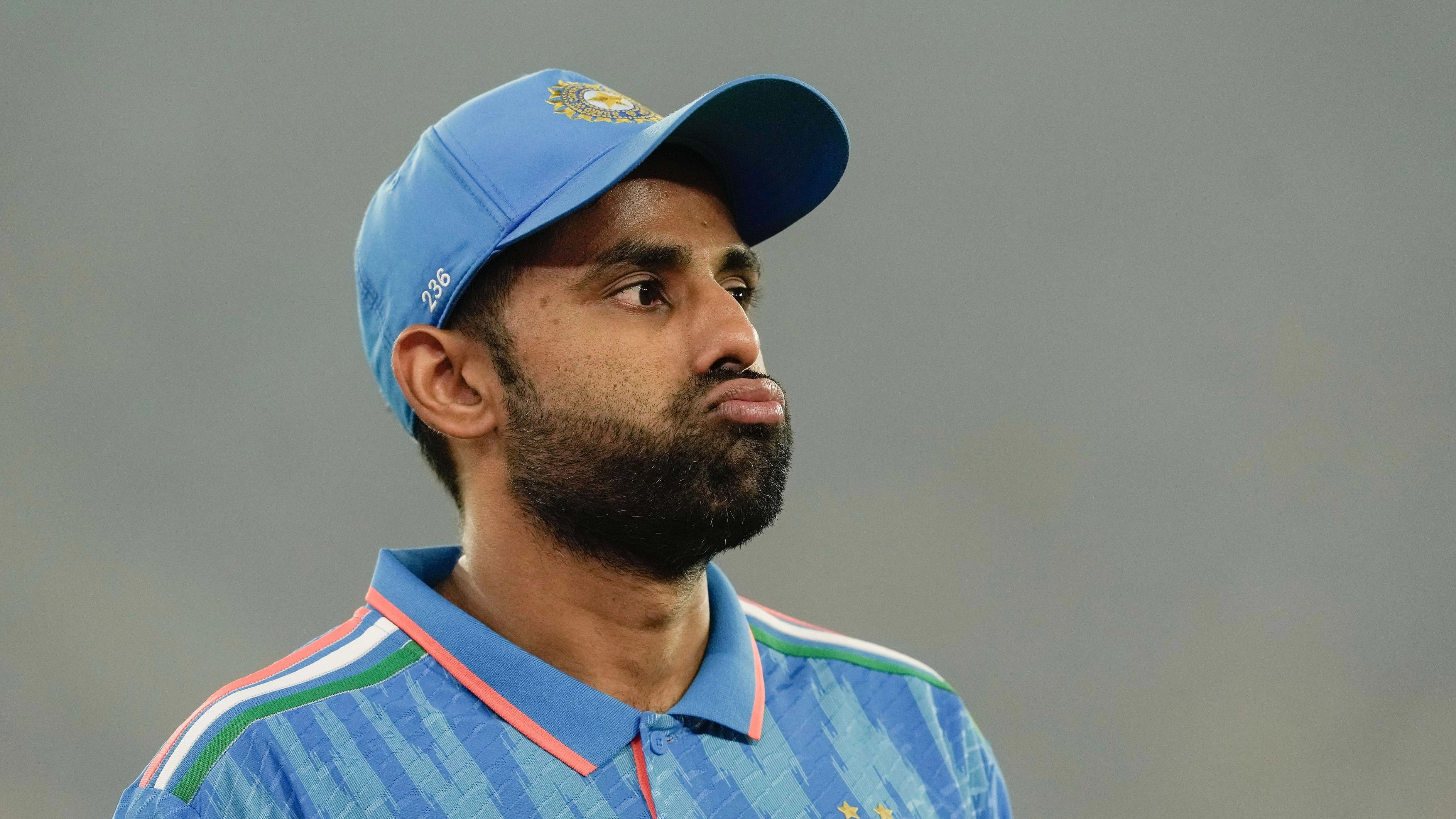 <div class="paragraphs"><p>Suryakumar Yadav reacts as he fields during the ICC Cricket World Cup 2023 final match between against India, at the Narendra Modi Stadium, in Ahmedabad, Sunday, Nov. 19, 2023. </p></div>