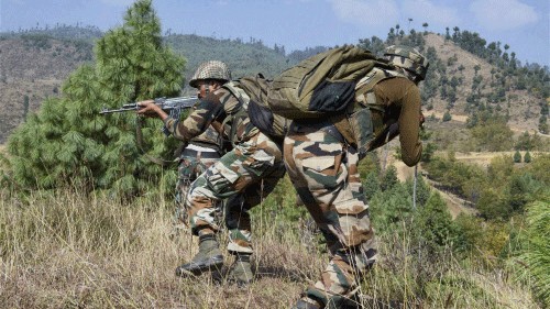 <div class="paragraphs"><p>Army soldiers taking positions during an encounter with militants in Keran sector of J &amp; K on Saturday. The Army on Saturday foiled yet another infiltration bid in Fateh Gali region of Keran sector in Kashmir. </p></div>