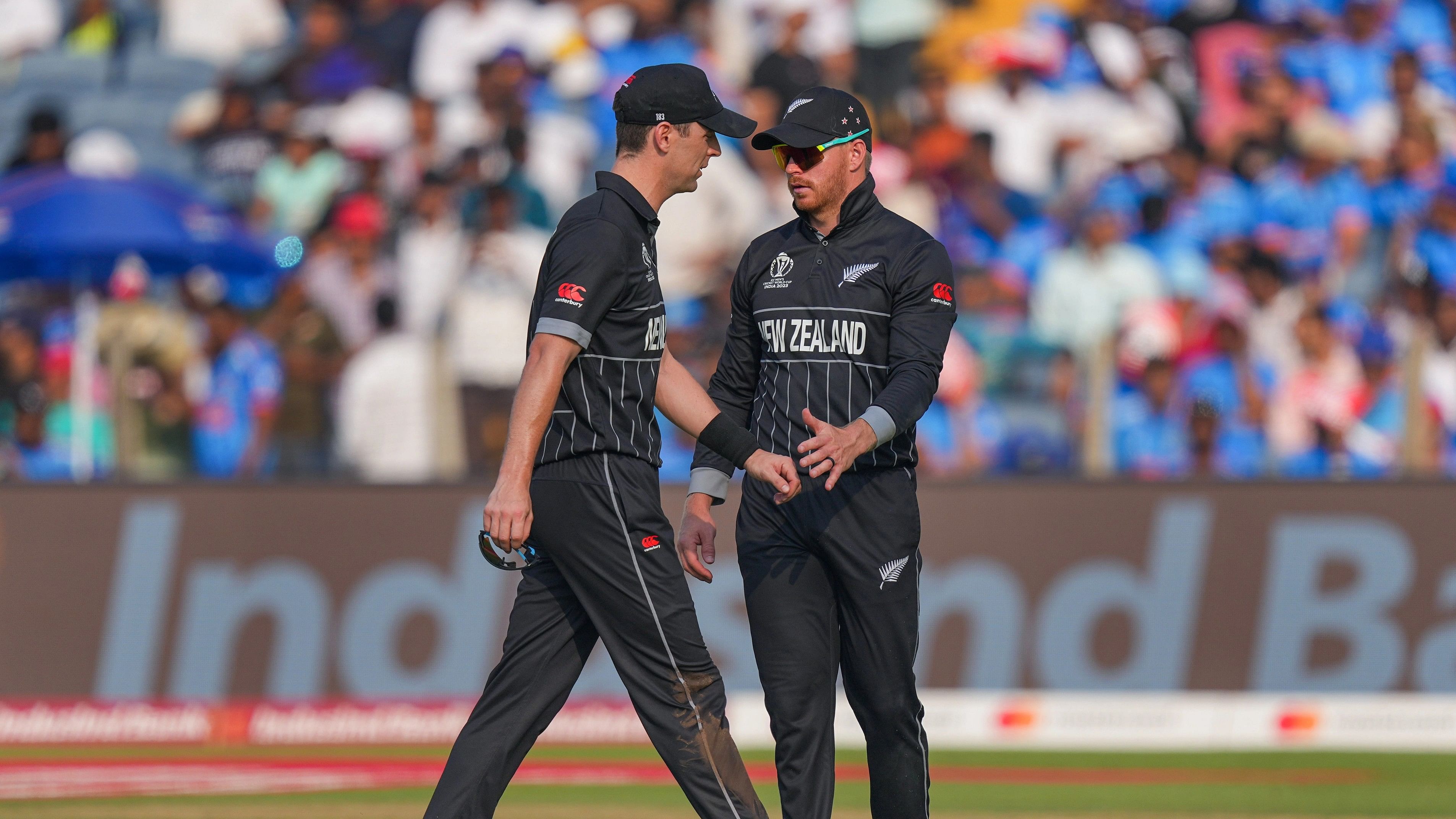 <div class="paragraphs"><p>Pune: New Zealand's bowler Matt Henry leaves after a cramp during the ICC Men's Cricket World Cup 2023 match between New Zealand and South Africa, at Maharashtra Cricket Association Stadium, in Pune, Wednesday, Nov. 1, 2023.</p></div>