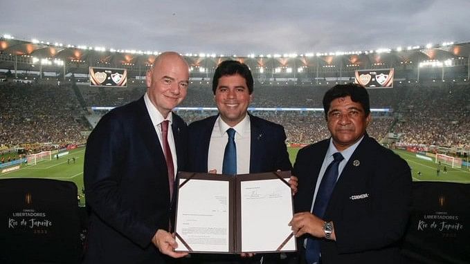 <div class="paragraphs"><p>Brazil's Minister of Sports Andre Fufuca&nbsp;presented the documents to FIFA President Gianni Infantino.</p></div>