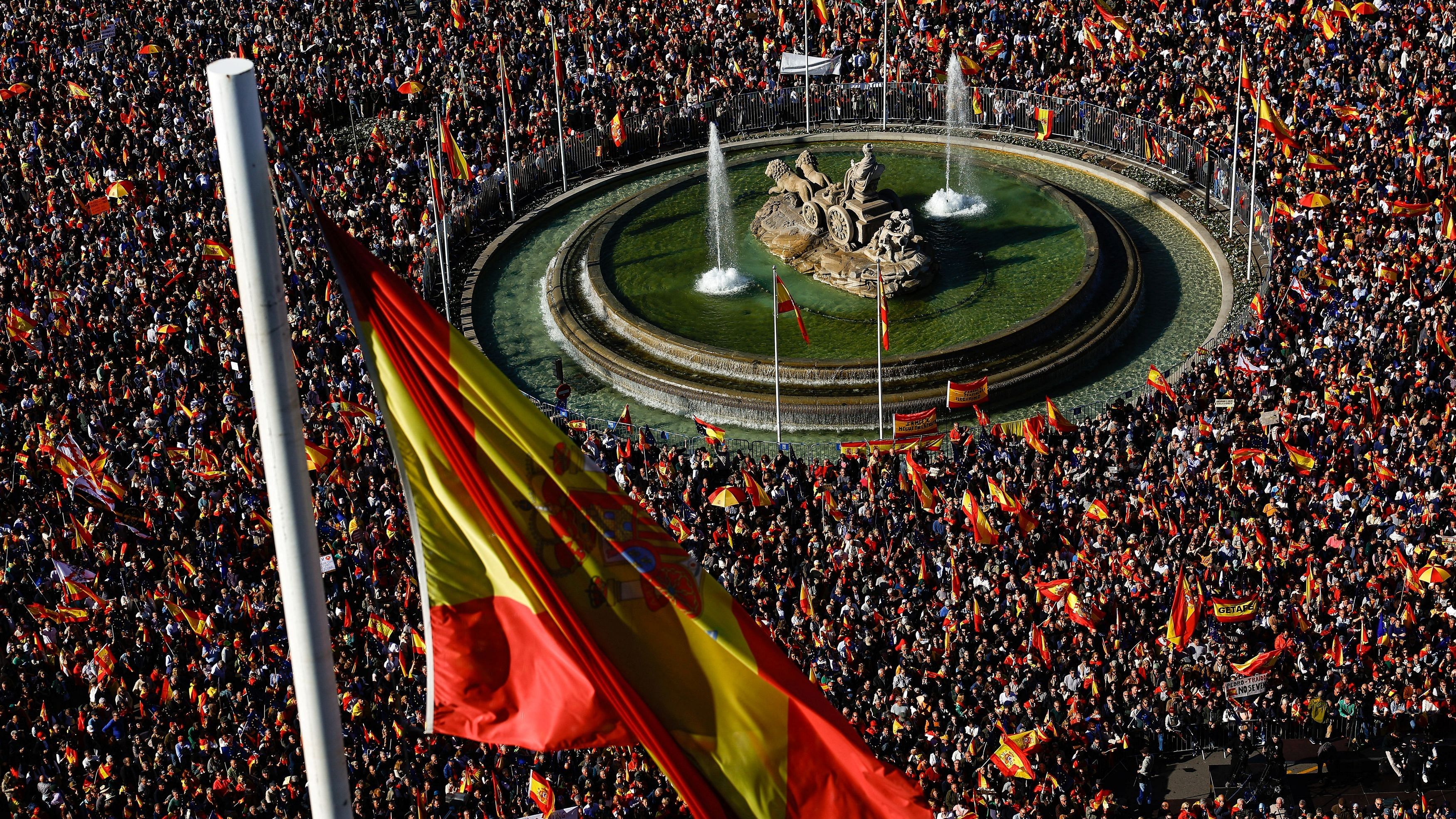 <div class="paragraphs"><p>People protest against the proposed Catalan amnesty deal in Madrid.&nbsp;</p></div><div class="paragraphs"><p><strong><br></strong></p></div>