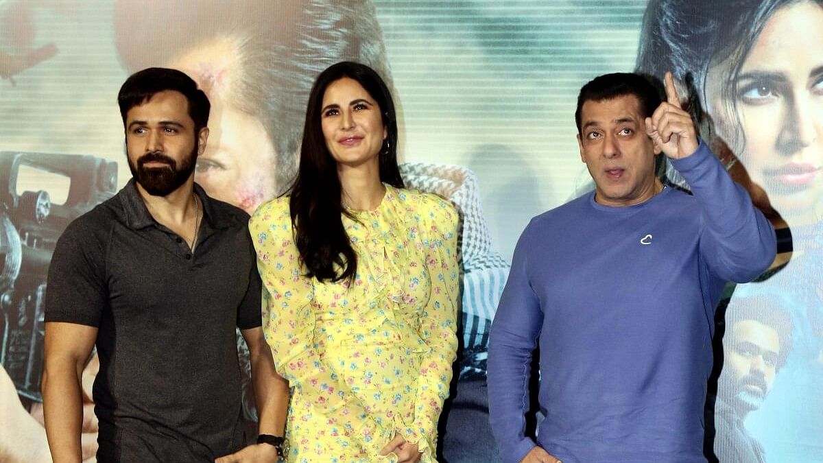 <div class="paragraphs"><p>Bollywood actors Emraan Hashmi, Katrina Kaif and Salman Khan during an event of their film ‘Tiger 3’, in Mumbai.</p></div>