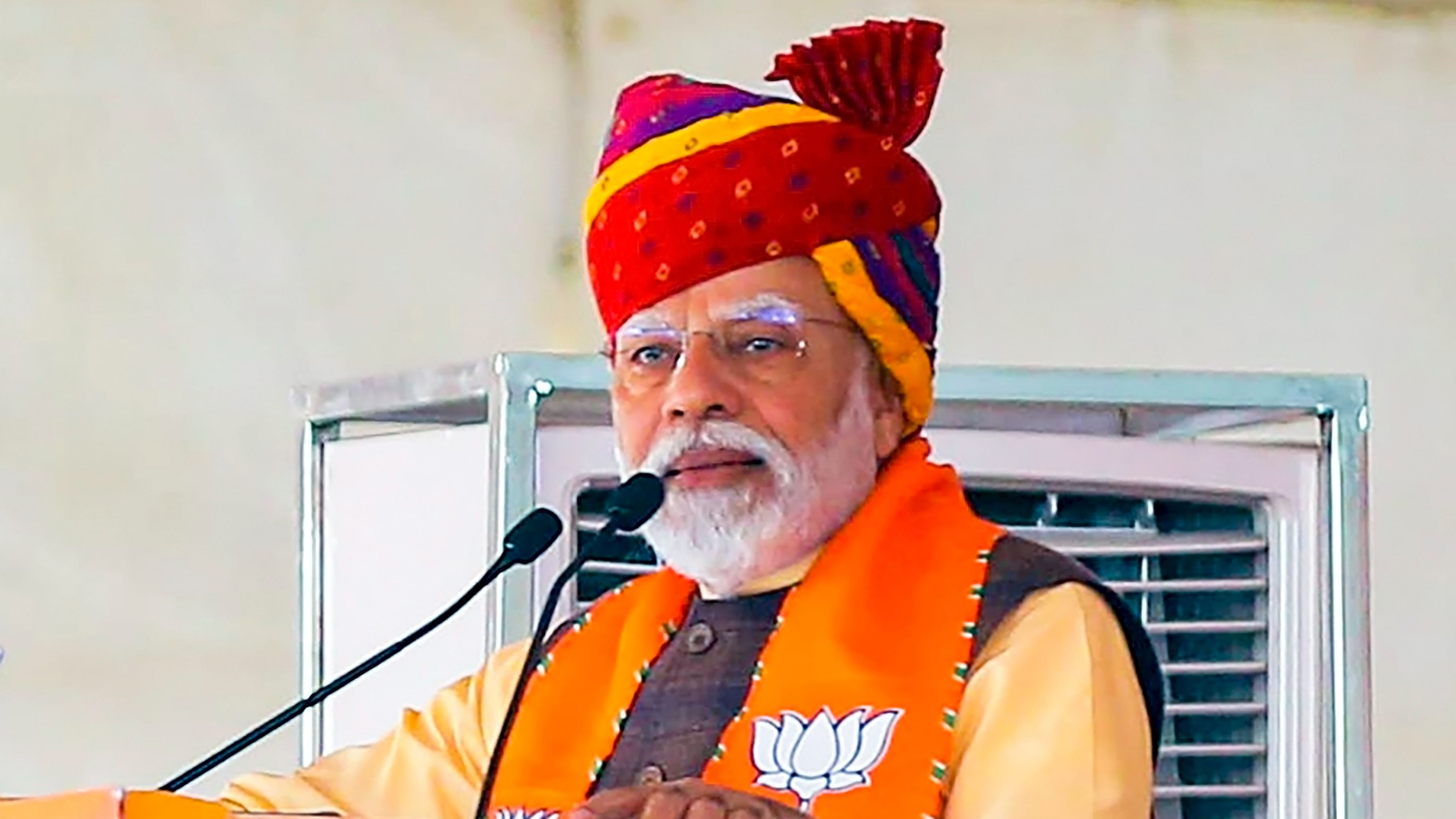 <div class="paragraphs"><p>Prime Minister Narendra Modi speaks during a public meeting ahead of Rajasthan Assembly elections, in Sagwara, Wednesday, Nov. 22, 2023.</p></div>