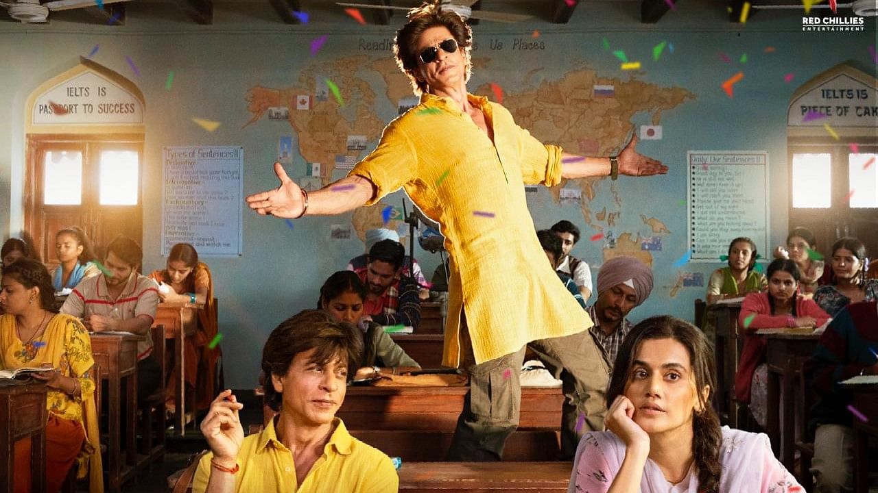 <div class="paragraphs"><p><em>Dunki</em> poster featuring Shah Rukh Khan and Taapsee Pannu.</p></div>