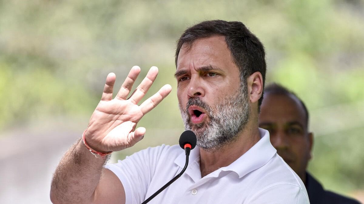 <div class="paragraphs"><p>File Photo: Congress leader Rahul Gandhi during a public meeting at Nampally ahead of Telangana Assembly elections, in Hyderabad district.</p></div>
