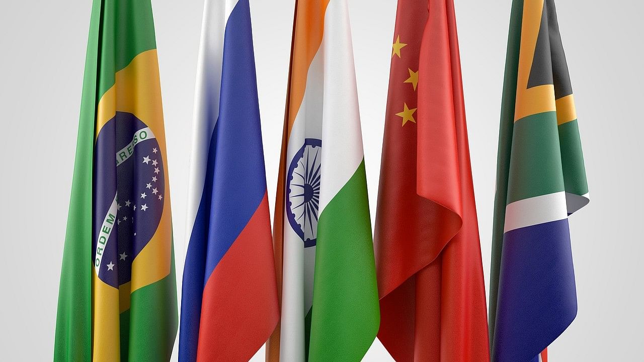 <div class="paragraphs"><p>Flags of nations in five-member BRICS bloc. </p></div>