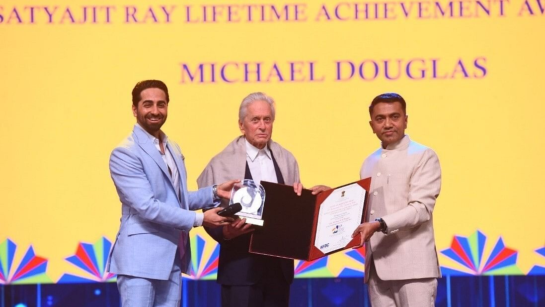 <div class="paragraphs"><p>Hollywood actor and producer Michael Douglas honored with Satyajit Ray Lifetime Achievement Award for Excellence in Cinema at IFFI, Goa.&nbsp;</p></div>