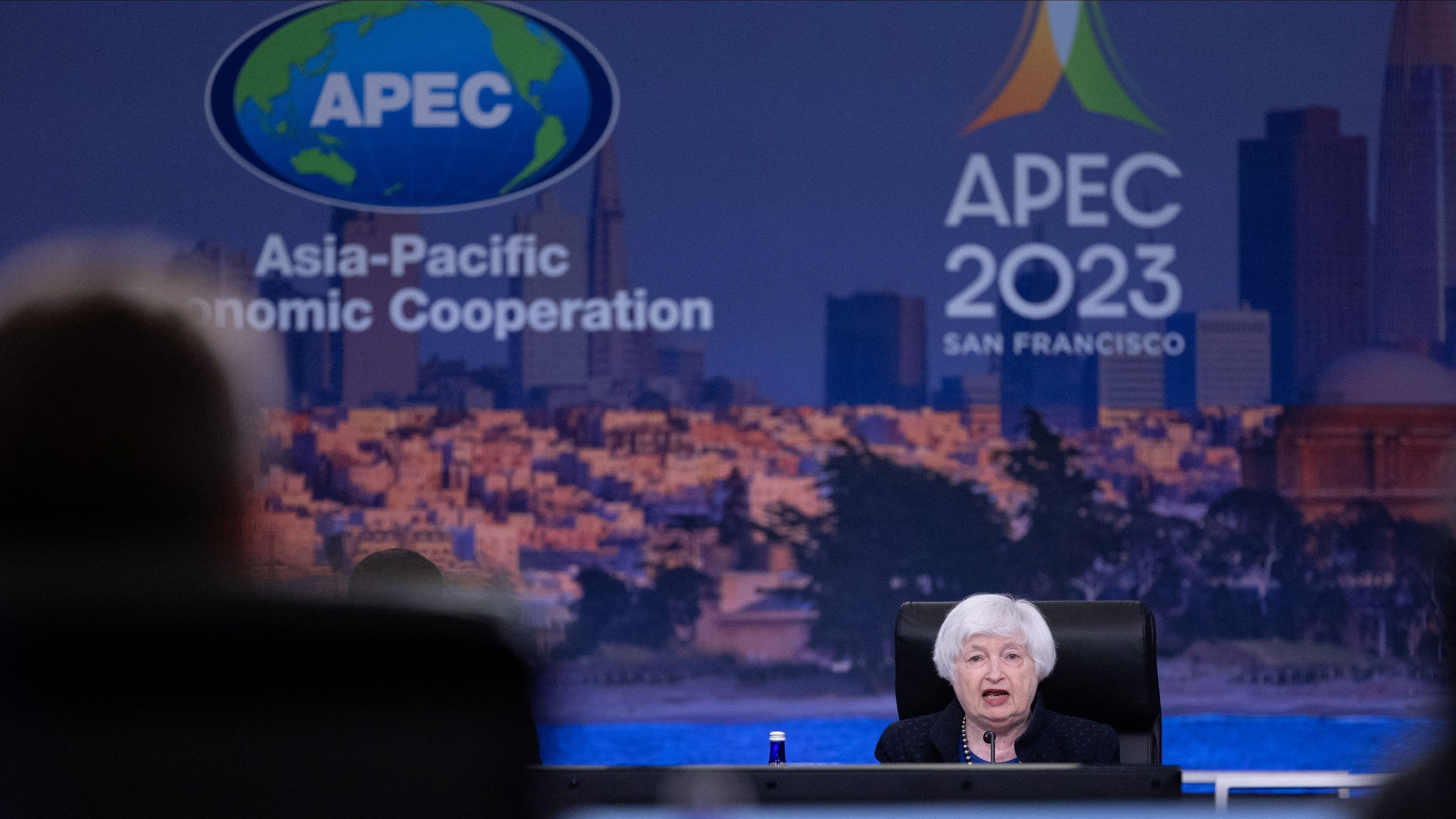 <div class="paragraphs"><p>US Secretary of Treasury, Janet Yellen hosts a Finance Ministers' Meeting plenary at the APEC  Summit in San Francisco, California,  November 13, 2023. </p></div>