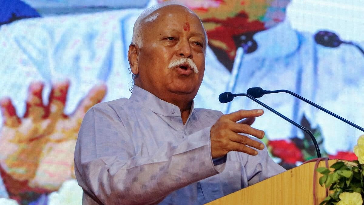 <div class="paragraphs"><p>RSS chief Mohan Bhagwat addresses during the inauguration of a new Heart Center under the Swami Vivekananda Medical Mission, in Nagpur.</p></div>