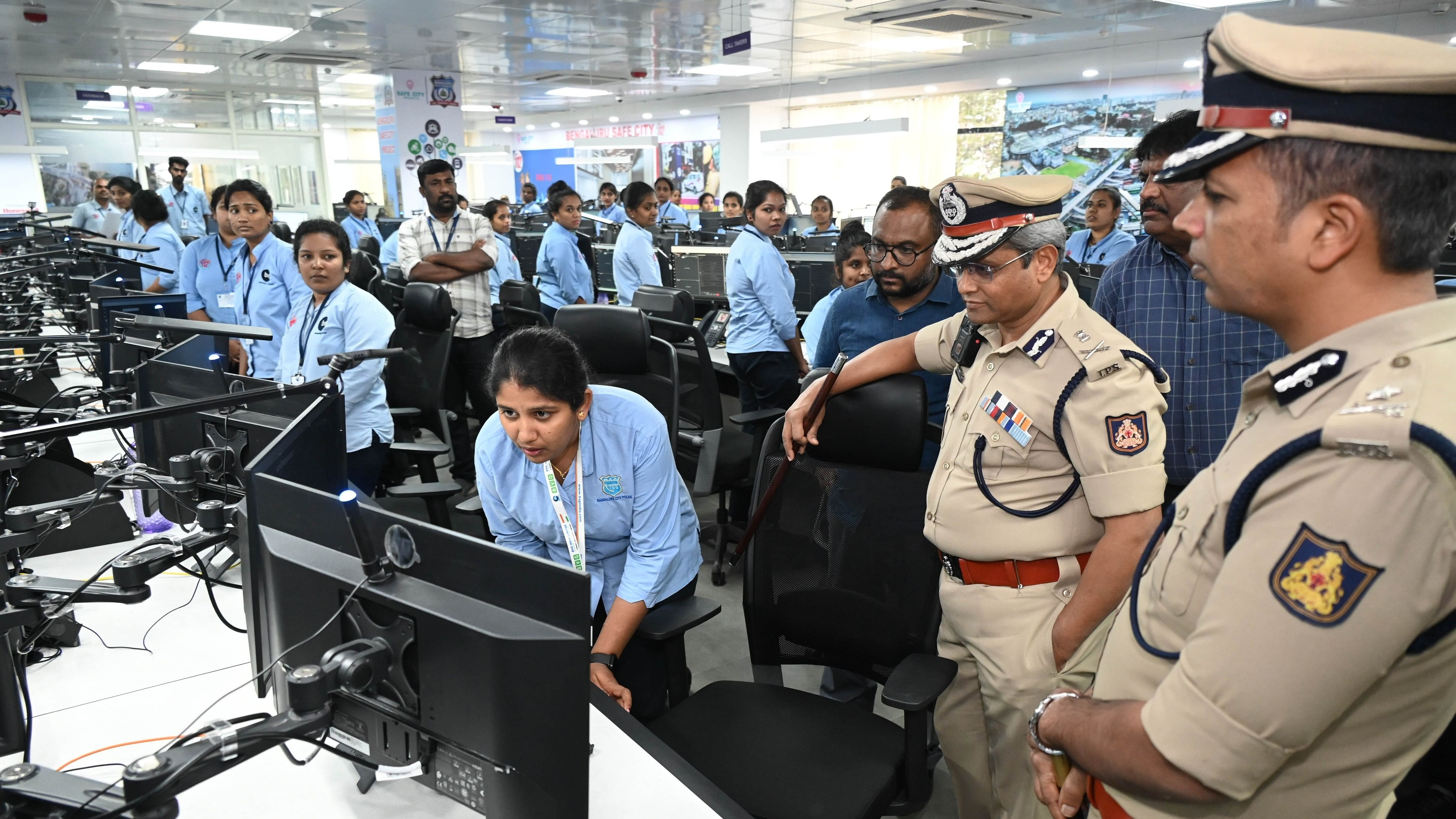 <div class="paragraphs"><p>Bengaluru Police Commissioner B Dayananda inspects the centre at Vasant Nagar on Thursday.</p></div>