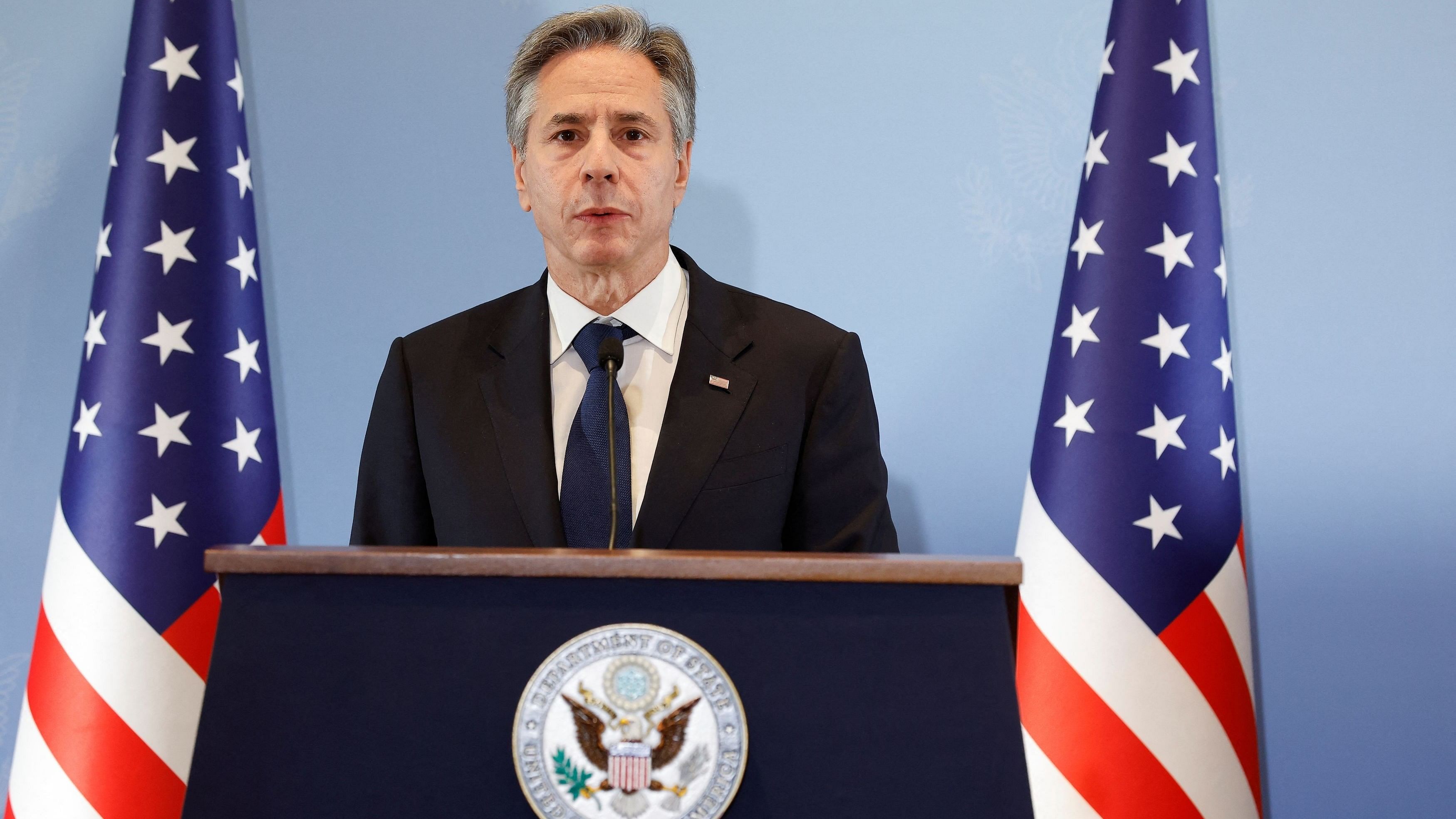 <div class="paragraphs"><p>US Secretary of State Antony Blinken speaks at a press conference, during his visit to Israel, amid the ongoing conflict between Israel and the Palestinian Islamist group Hamas, in Tel Aviv, Israel November 3, 2023. </p></div>