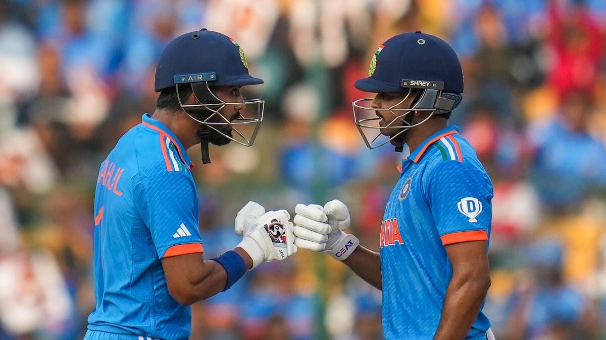 <div class="paragraphs"><p>India's batters Shreyas Iyer and KL Rahul during the ICC Men's Cricket World Cup 2023 match between India and Netherlands, at M Chinnaswamy Stadium in Bengaluru.</p></div>