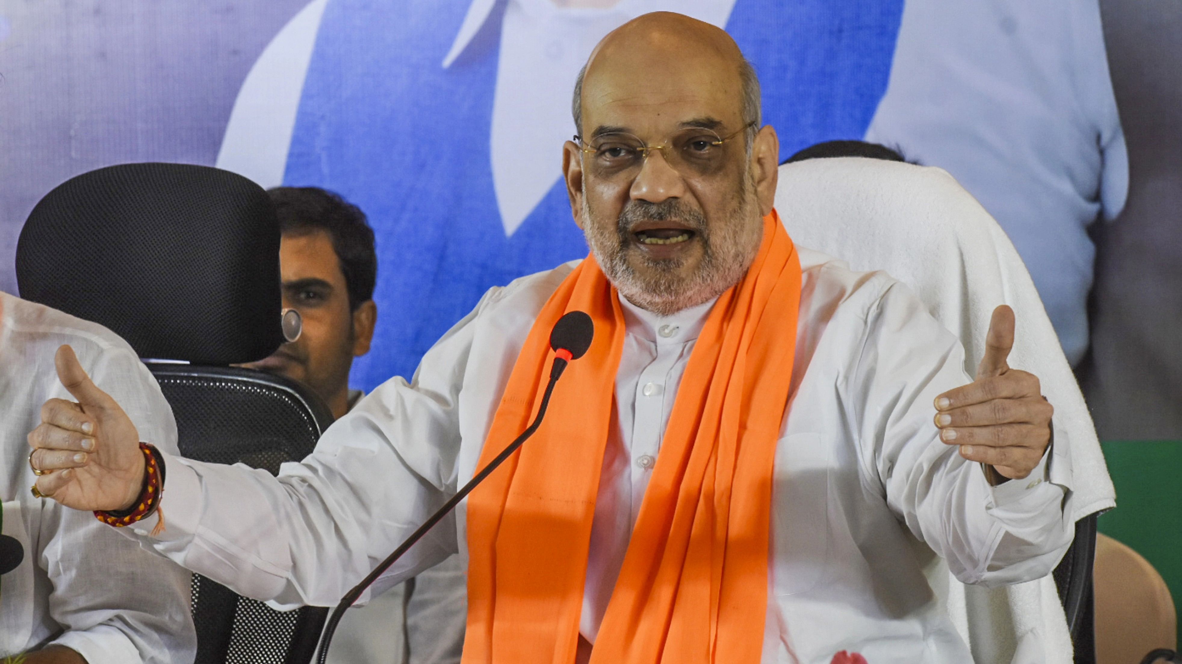 <div class="paragraphs"><p>Hyderabad: Union Home Minister Amit Shah addresses a press conference, in Hyderabad, Saturday, Nov. 25, 2023</p></div>