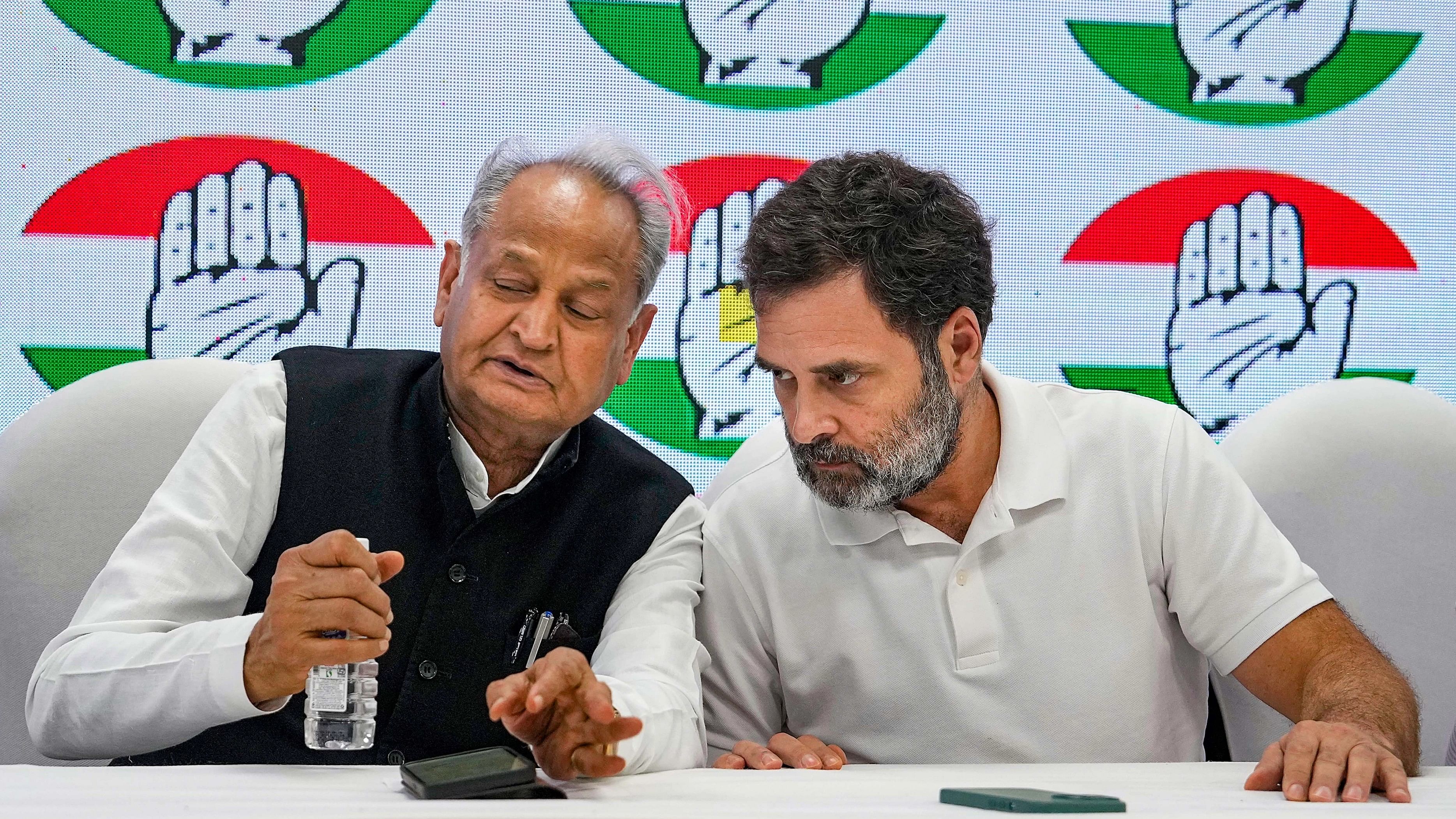 <div class="paragraphs"><p>File Photo: Congress leader Rahul Gandhi with Rajasthan CM Ashok Gehlot during a press conference, in New Delhi.&nbsp;</p></div>