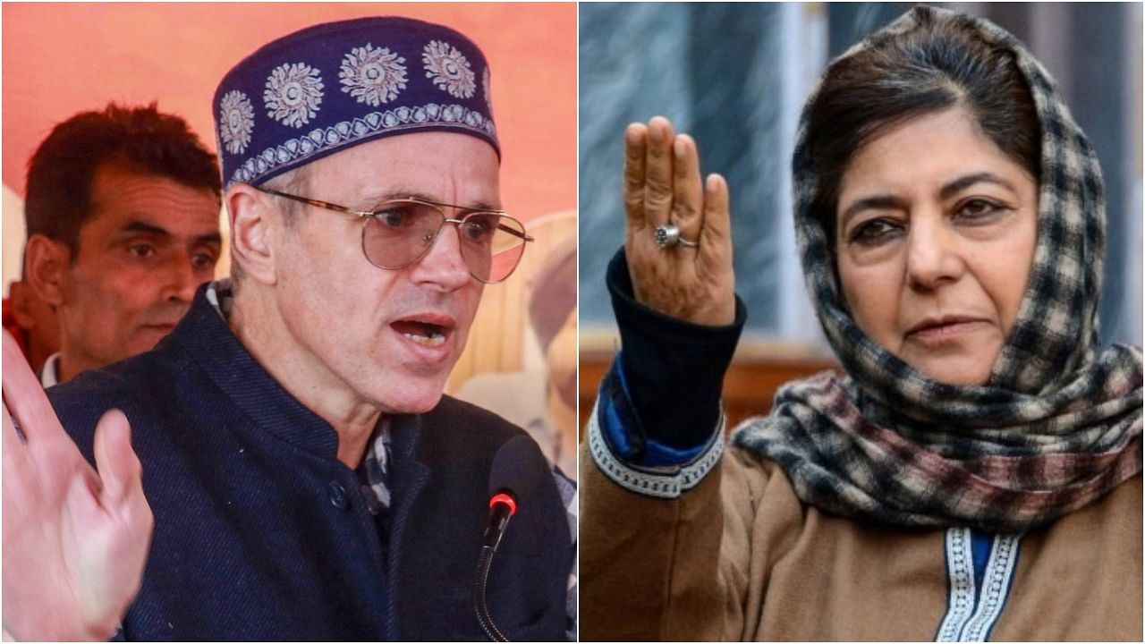 <div class="paragraphs"><p>File photo of Omar Abdullah(L) and Mehbooba Mufti.</p></div>