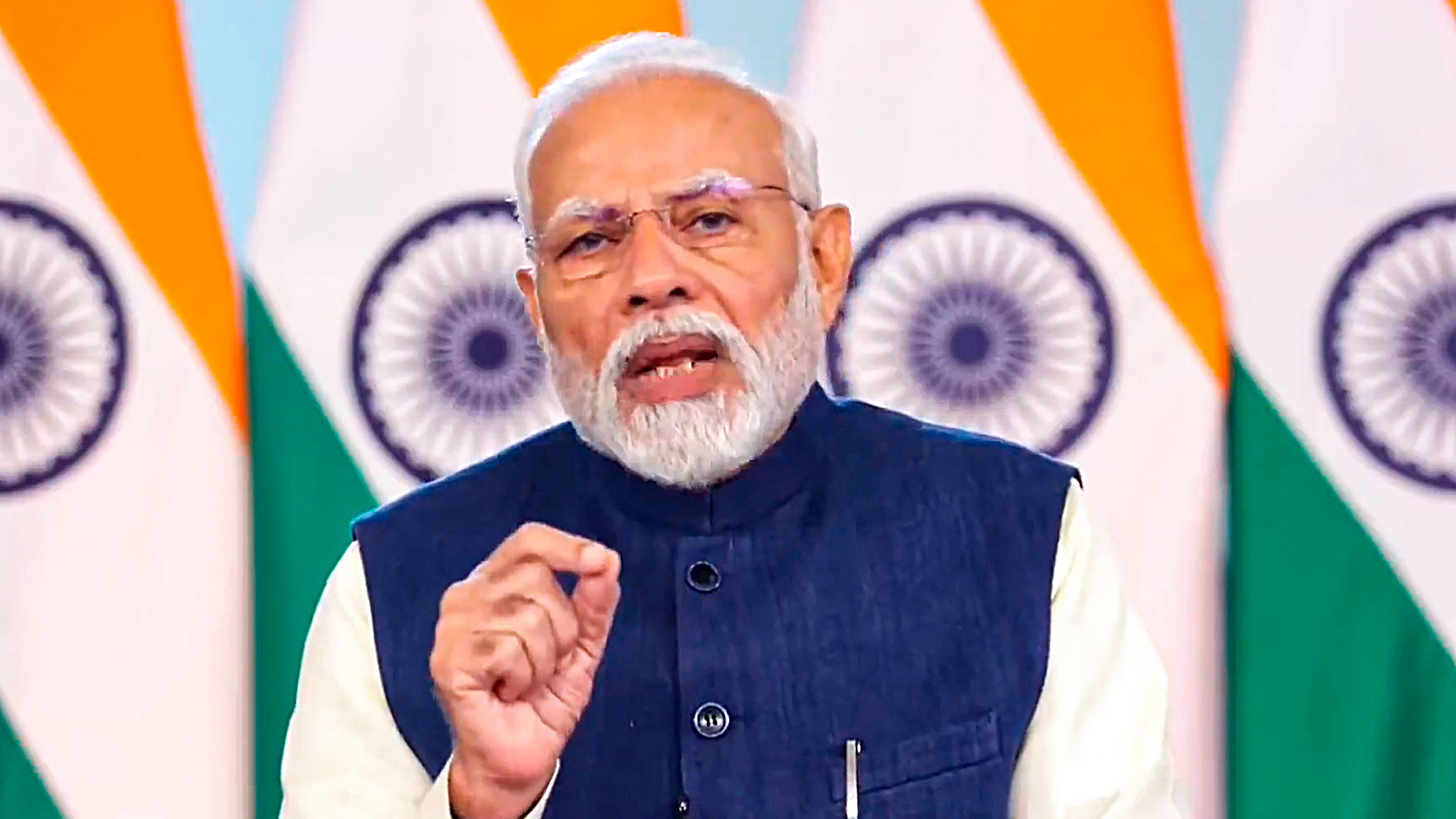 <div class="paragraphs"><p>Prime Minister Narendra Modi addresses the inaugural session of the 2nd Voice of Global South Summit via a video conference, on Friday, Nov. 17, 2023.</p></div>