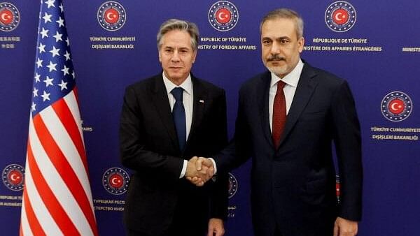 <div class="paragraphs"><p>US Secretary of State Antony Blinken meets with Turkish Foreign Minister Hakan Fidan, amid the ongoing conflict between Israel and the Palestinian Islamist group Hamas, at the Ministry of Foreign Affairs in Ankara, Turkey, November 6, 2023.</p></div>