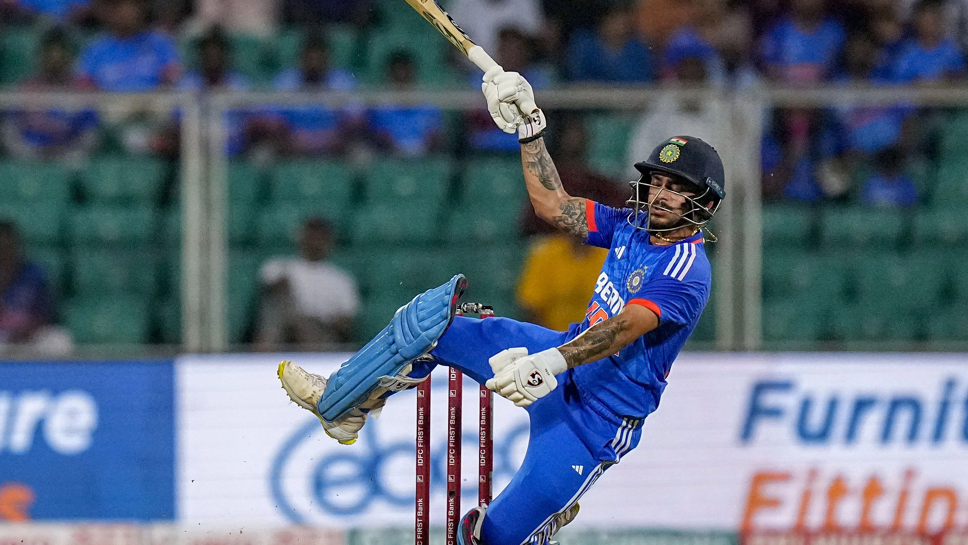 <div class="paragraphs"><p>India's Ishan Kishan plays a shot during the second T20 International cricket match of a T20I series between India and Australia, at the Greenfield International Stadium, in Thiruvananthapuram, Sunday, Nov. 26, 2023.</p></div>