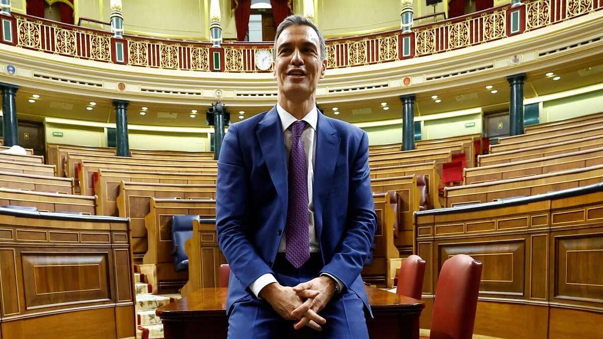<div class="paragraphs"><p>Spain's newly re-appointed Prime Minister Pedro Sanchez reacts after the voting at the investiture debate, as Spain's Socialists clinched a new term following a deal with the Catalan separatist Junts party for government support, a pact which involves amnesties for people involved with Catalonia's failed 2017 independence bid, in Madrid, Spain November 16, 2023.</p></div>