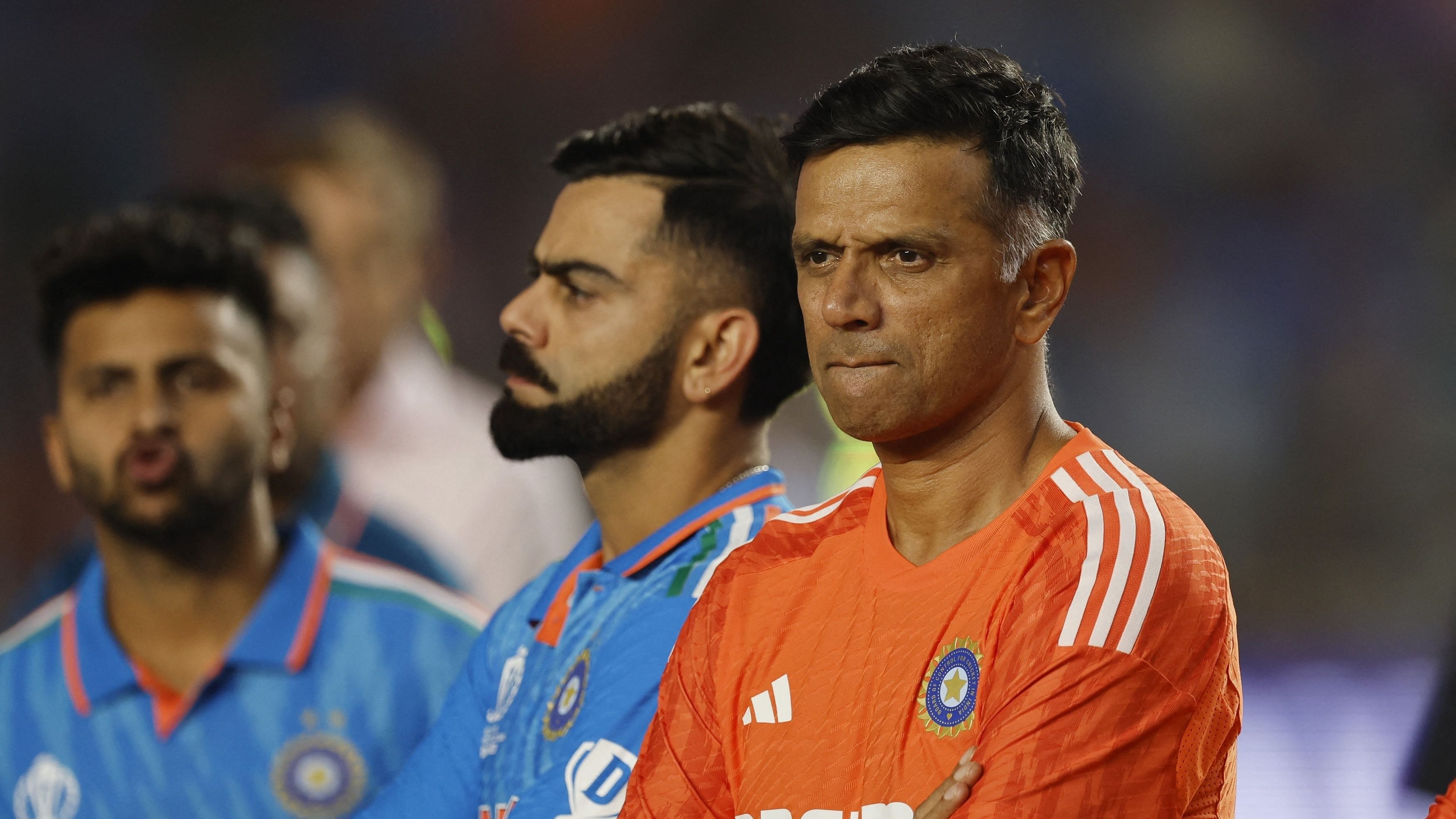 <div class="paragraphs"><p>Team India coach Rahul Dravid with Virat Kohli during the World Cup final against Australia.</p></div>