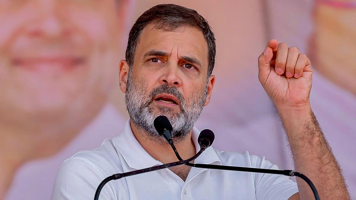 <div class="paragraphs"><p>Congress leader Rahul Gandhi addresses a public meeting ahead of Madhya Pradesh assembly elections, in Javad, Neemuch district, Monday, Nov. 13, 2023.</p></div>