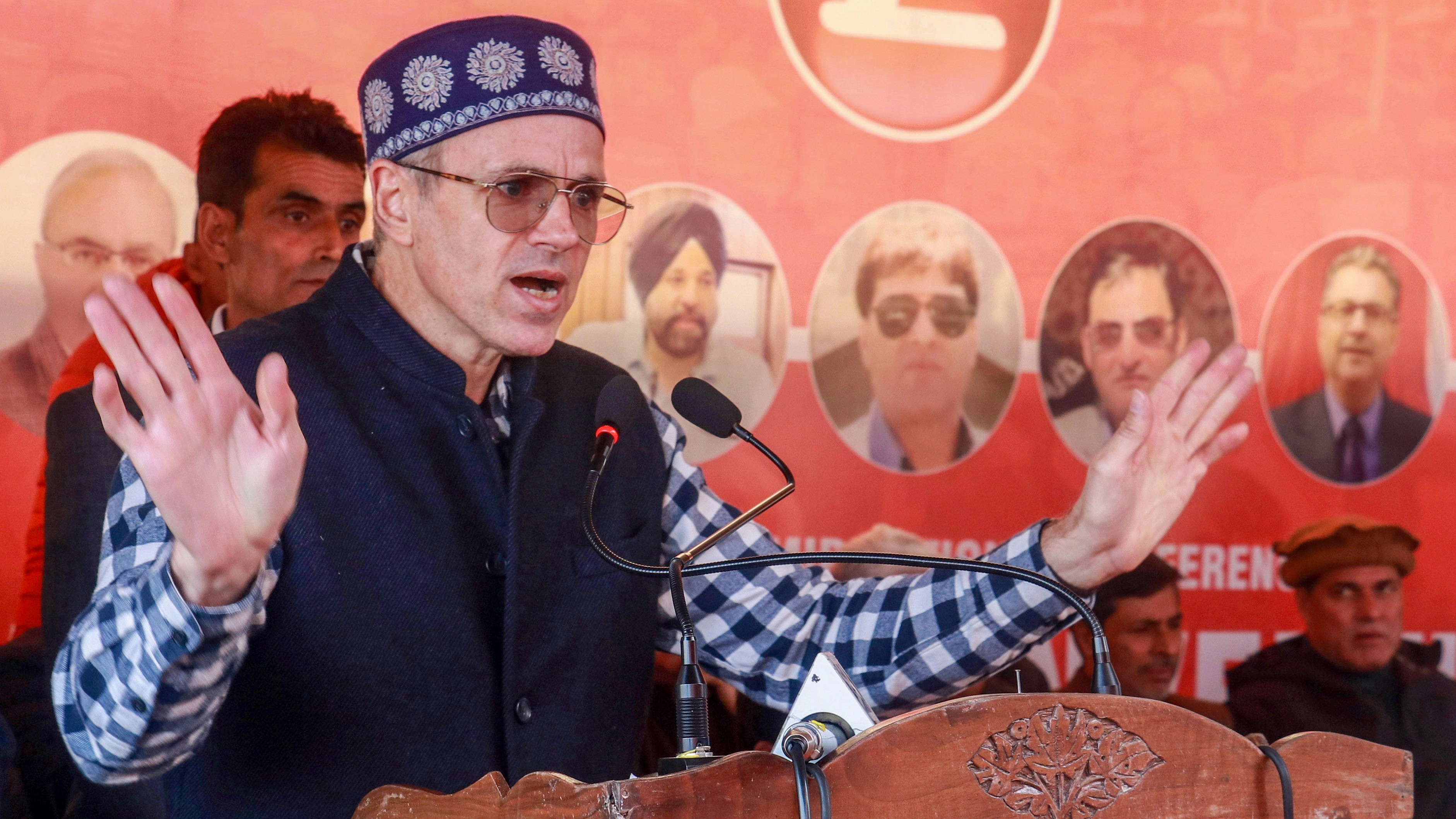 <div class="paragraphs"><p>Former J &amp; K Chief Minister and National Conference vice-President Omar Abdullah addresses a party workers rally, at Kunzar area of Gulmarg constituency in Baramulla district, Tuesday, Nov. 14, 2023. </p></div>