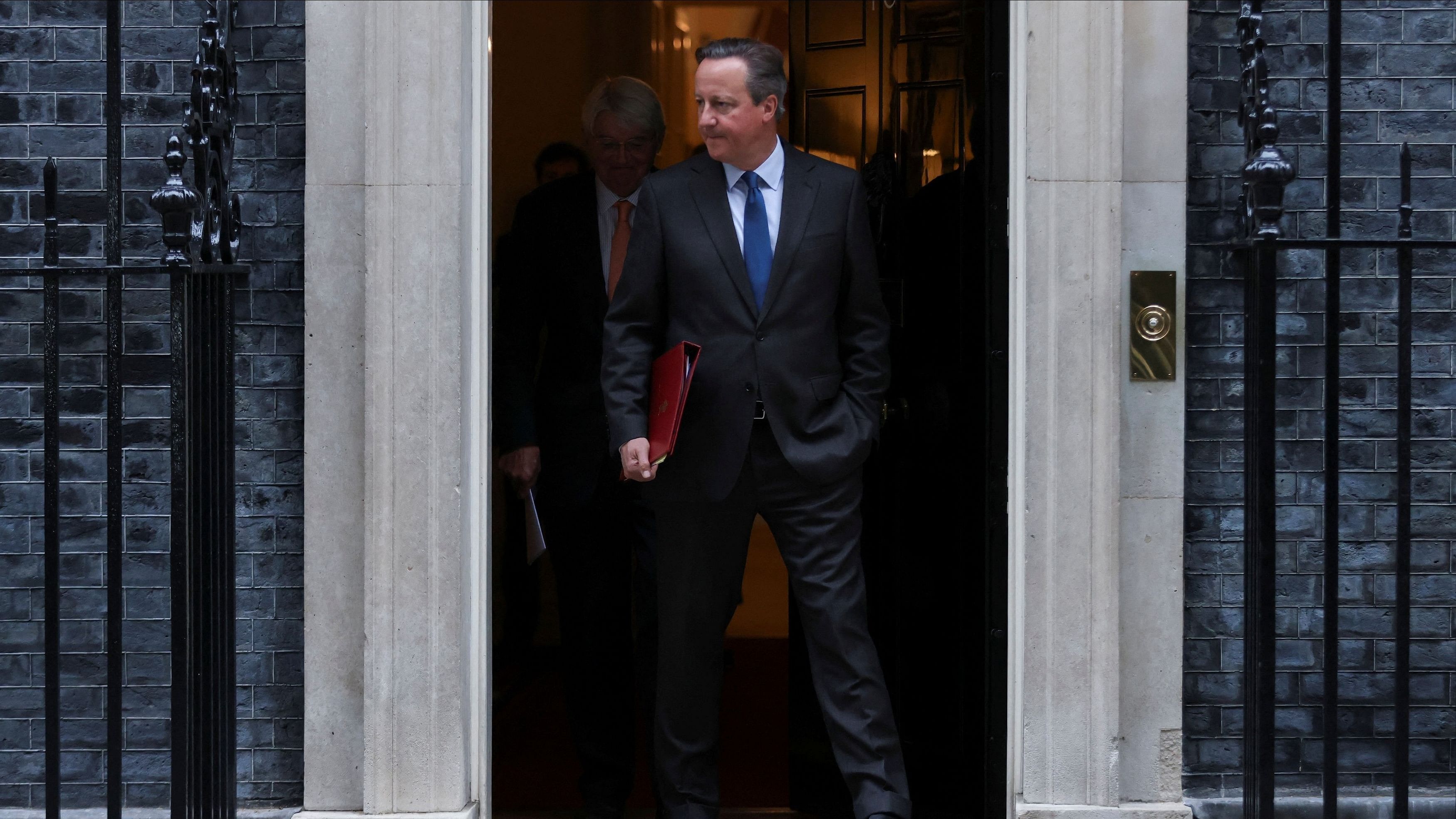 <div class="paragraphs"><p>Britain's Foreign Secretary David Cameron and Minister for Development Andrew Mitchell depart 10 Downing Street following a Cabinet meeting in London, Britain, November 14, 2023. </p></div>