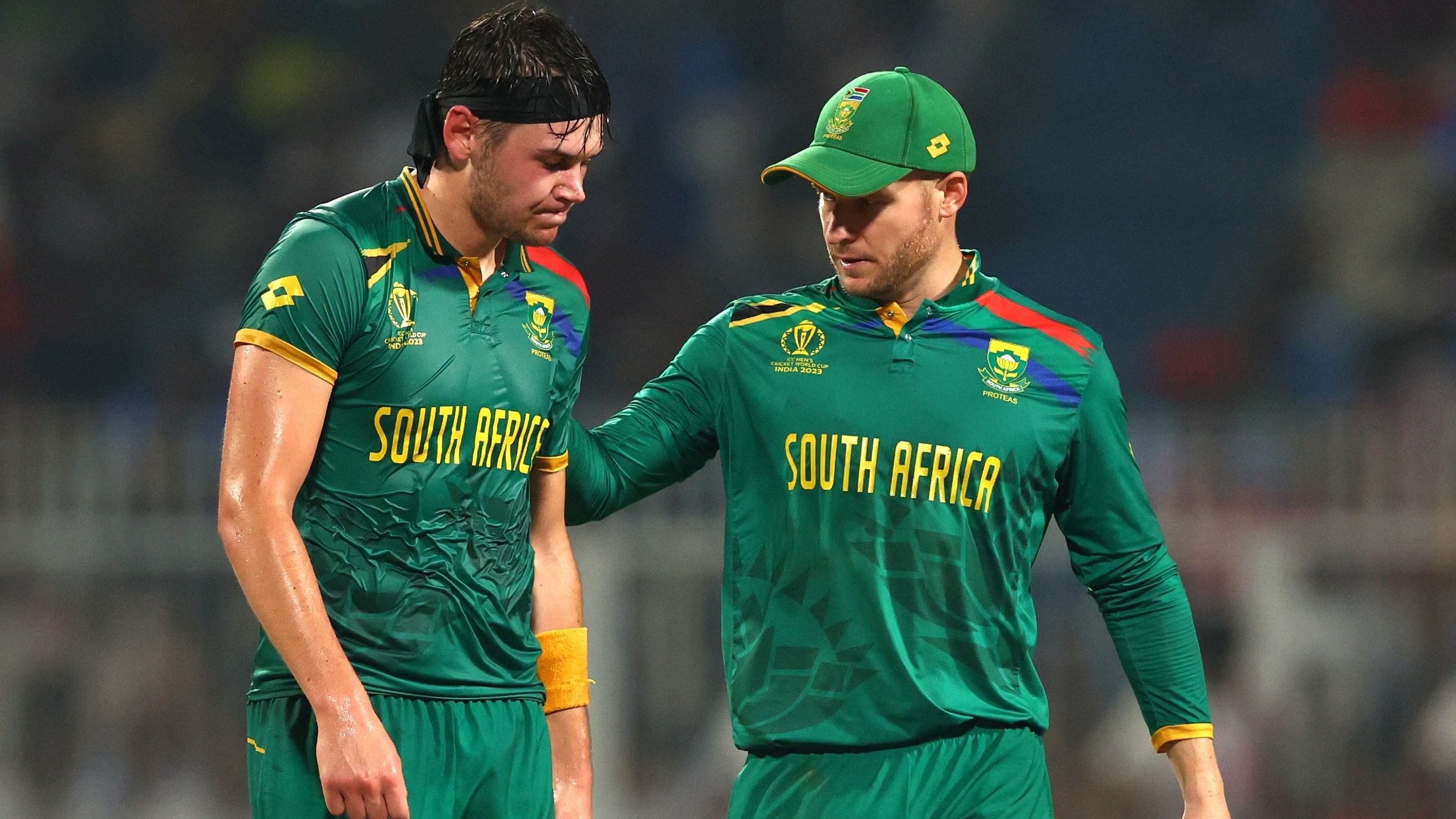 <div class="paragraphs"><p>South Africa's David Miller and Gerald Coetzee during the match </p></div>