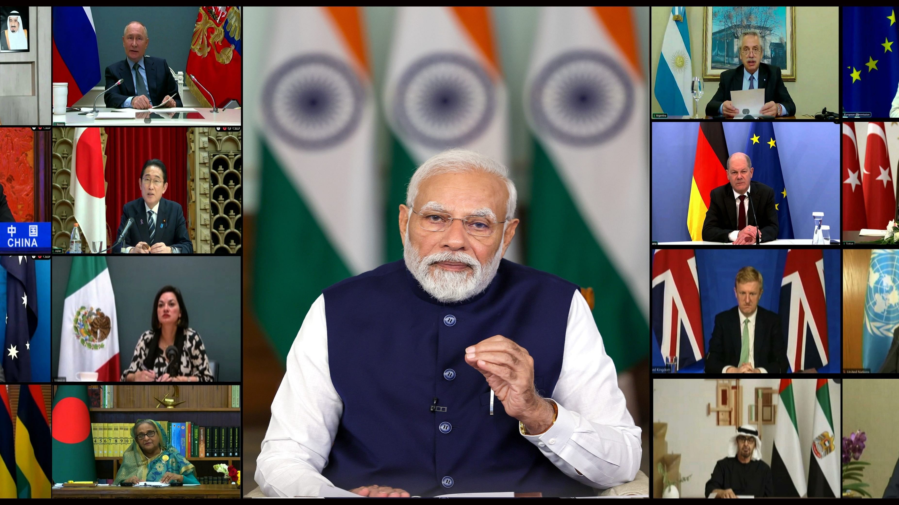 <div class="paragraphs"><p>PM Narendra Modi addresses the G20 virtual summit.</p></div>