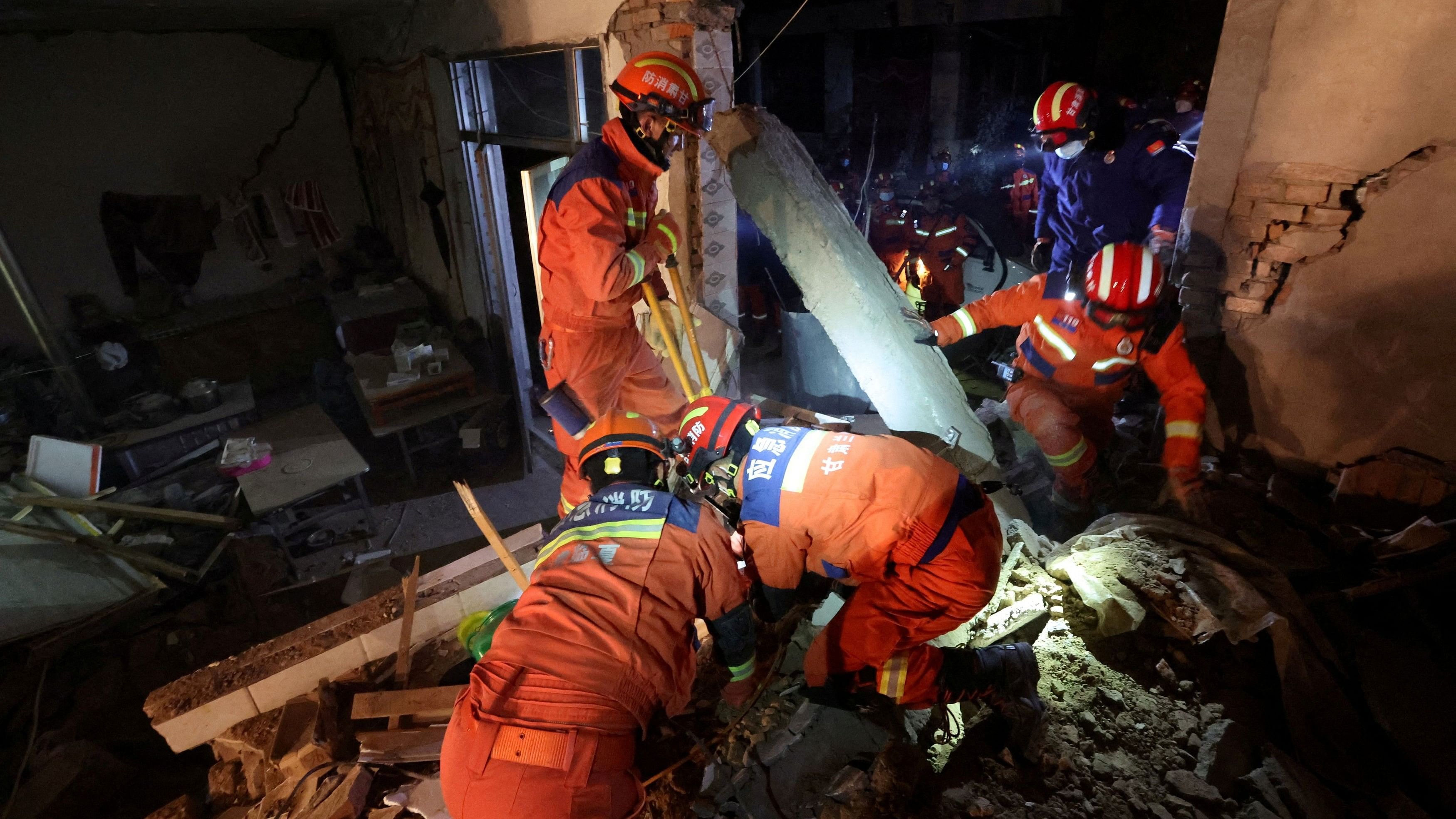 <div class="paragraphs"><p>Rescue workers conduct search and rescue operations at Kangdiao village following the earthquake in Jishishan county, Gansu province, China.</p></div>