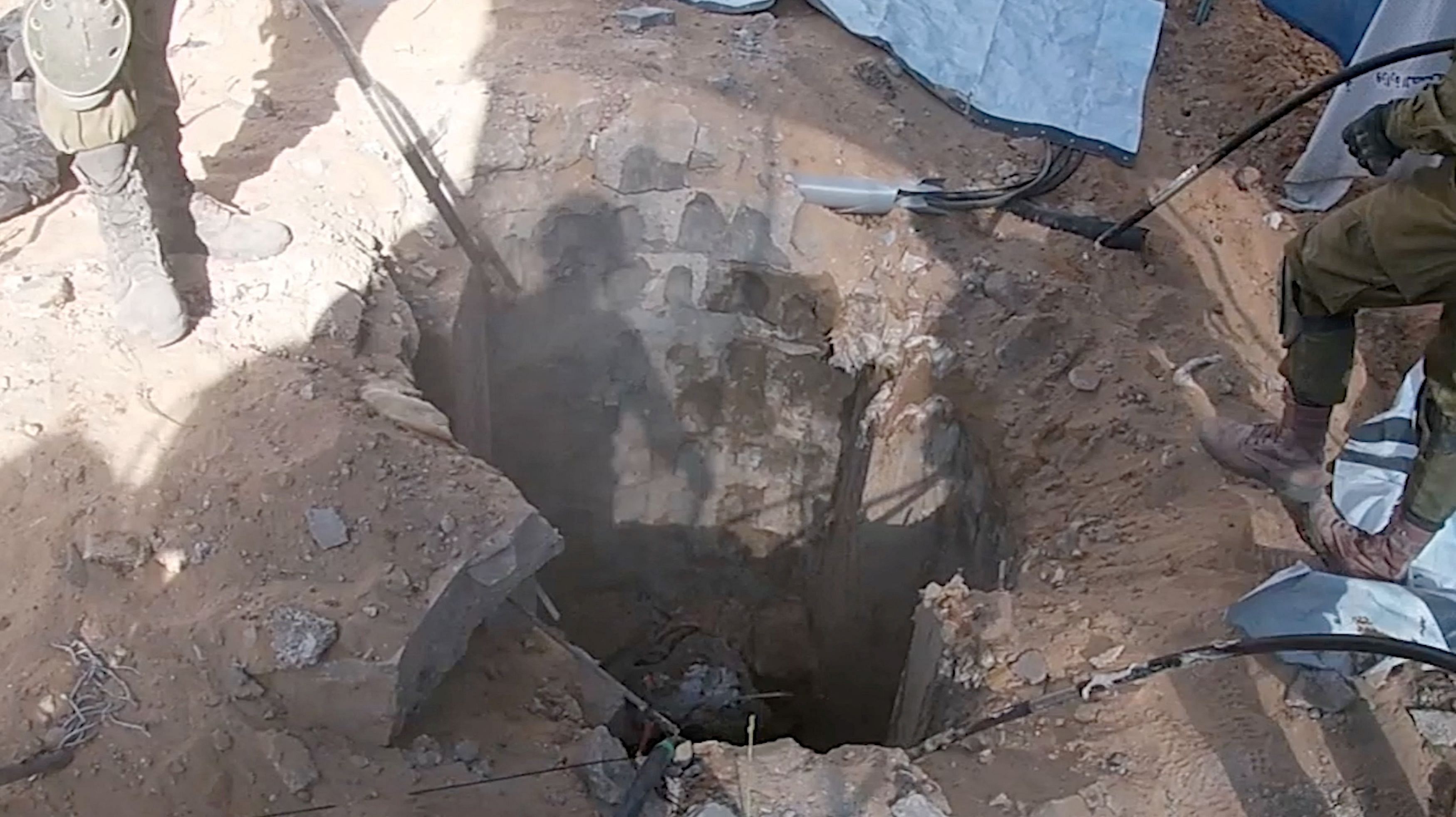 <div class="paragraphs"><p>A view shows the entrance to what Israel's military says is the shaft of a Hamas underground tunnel that was uncovered during Israel's ground operation against Hamas.</p></div>