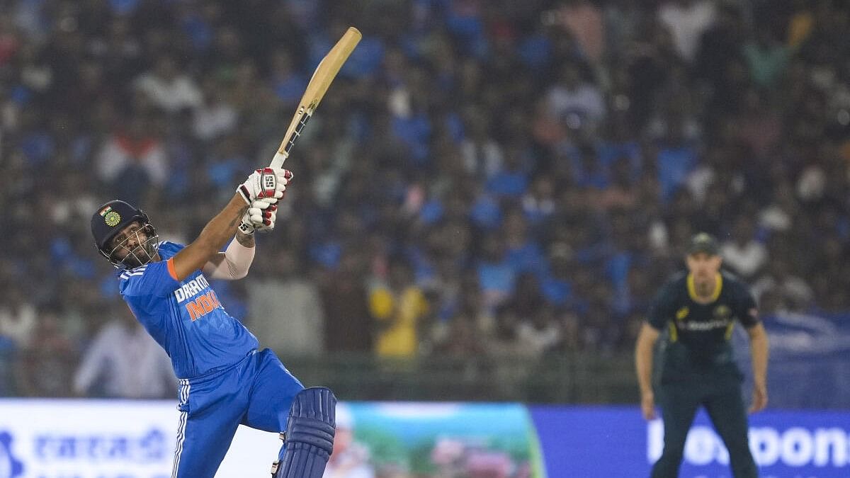 <div class="paragraphs"><p>Jitesh Sharma plays a shot during the fourth T20I match between India and Australia, at Shaheed Veer Narayan Singh International Cricket Stadium, in Raipur</p></div>