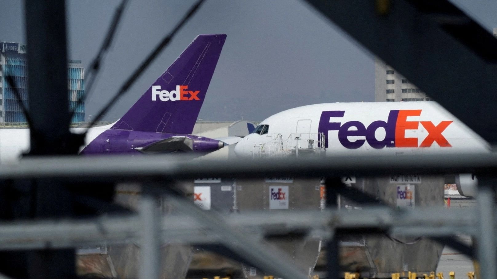 <div class="paragraphs"><p>FedEx air freight cargo planes parked at a FedEx regional hub at Los Angeles International Airport.</p></div>