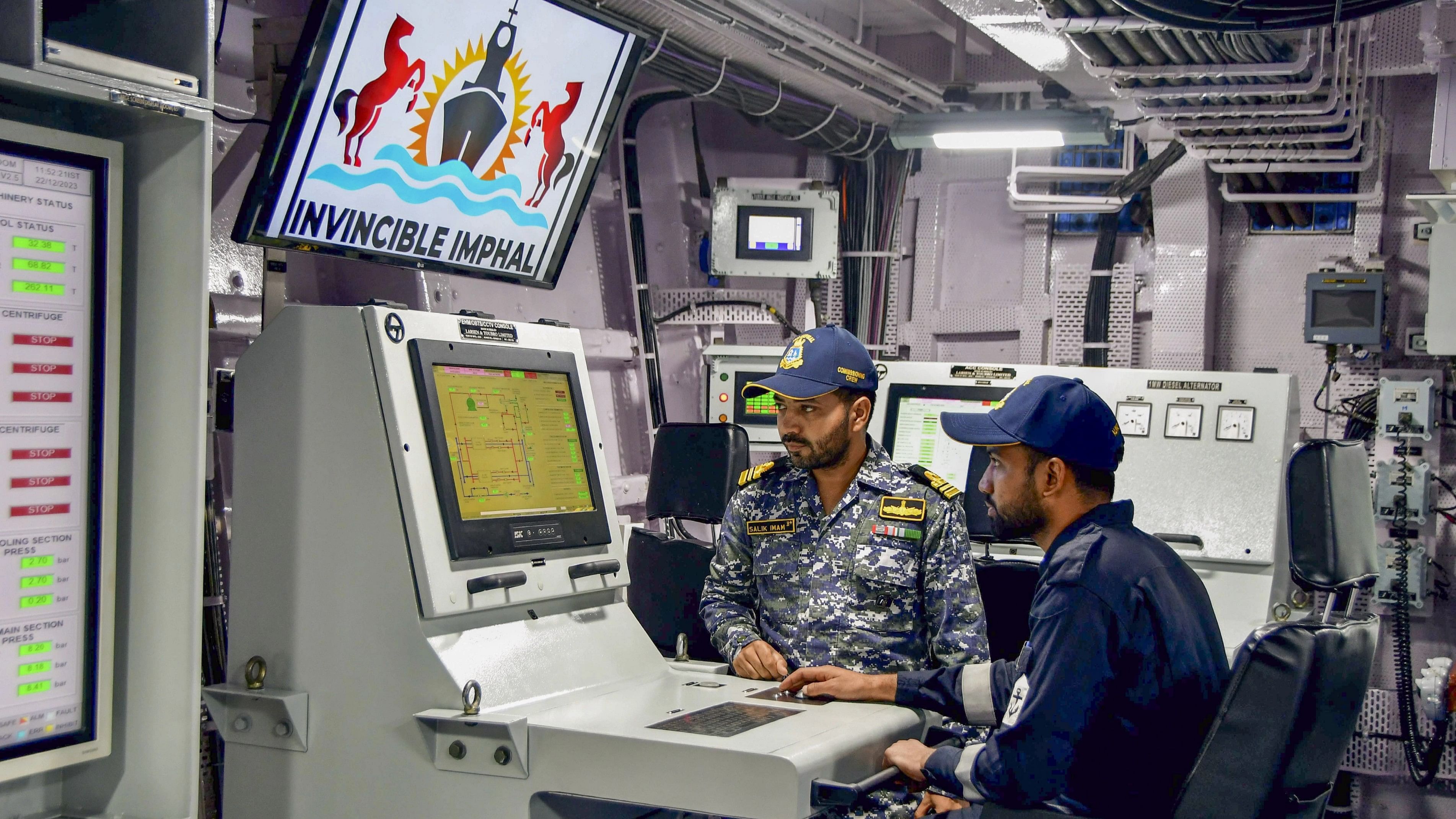 <div class="paragraphs"><p>Representative image of officials at the Indian Navy's newly-commissioned Stealth Guided Missile Destroyer Imphal, at Naval Dockyard, in Mumbai</p></div>