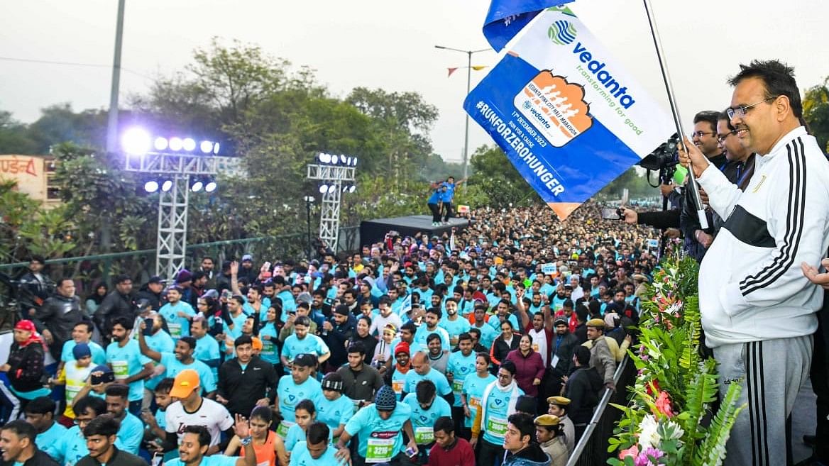 <div class="paragraphs"><p>The marathon was held under the theme of 'Run for Zero Hunger' and over 12,000 people took party in the event, according to a statement.</p><p></p></div>