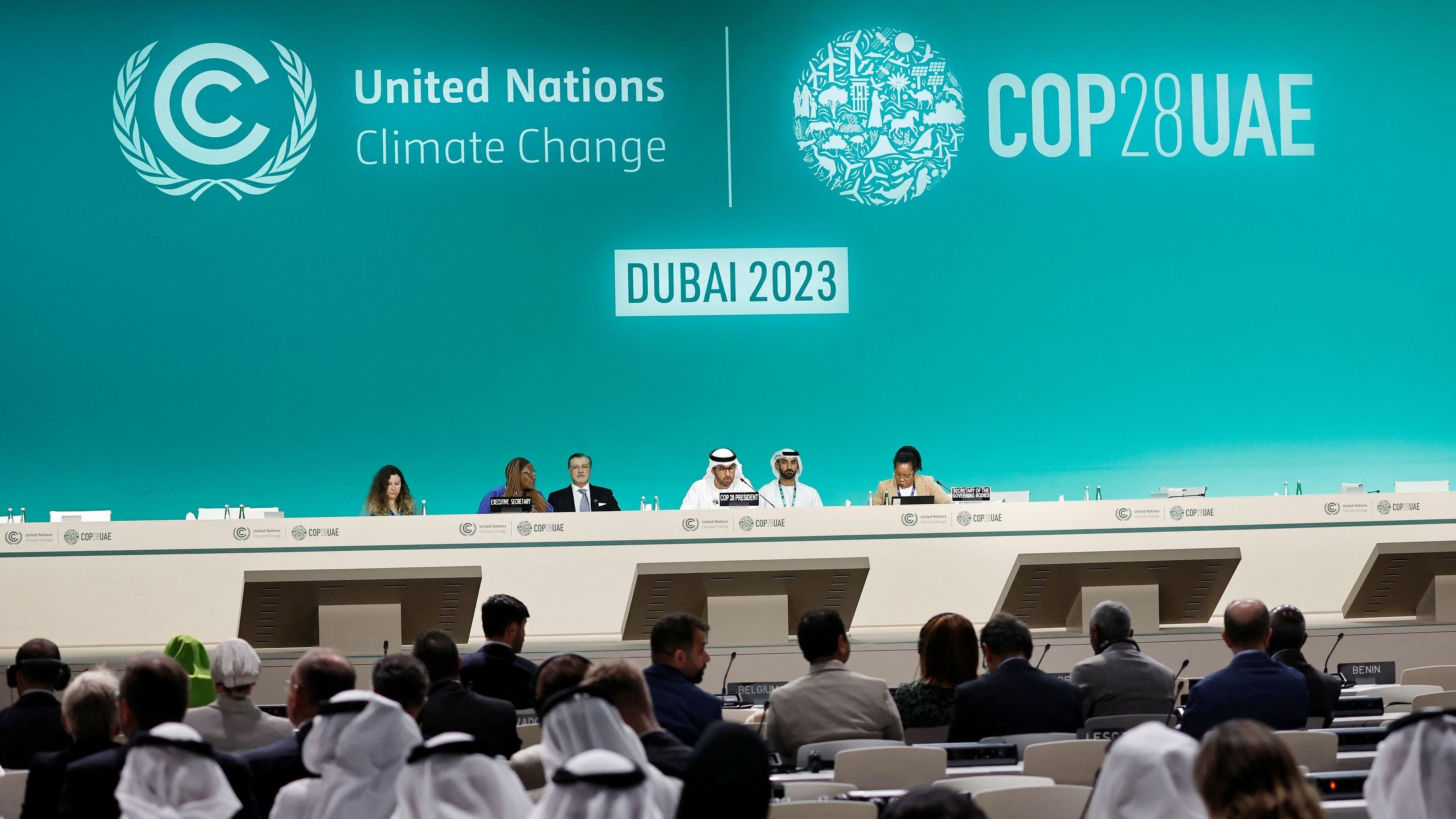 <div class="paragraphs"><p>United Arab Emirates Minister of Industry and Advanced Technology and COP28 President Sultan Ahmed Al Jaber speaks during national statements at the World Climate Action Summit during the United Nations Climate Change Conference  in Dubai.</p></div>