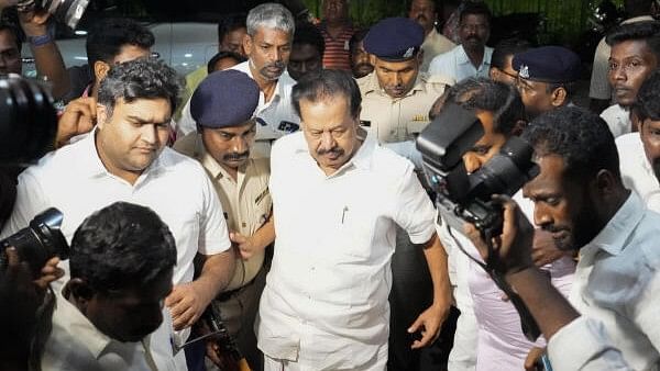 <div class="paragraphs"><p>TN Minister K Ponmudy at ED office.&nbsp;</p></div>
