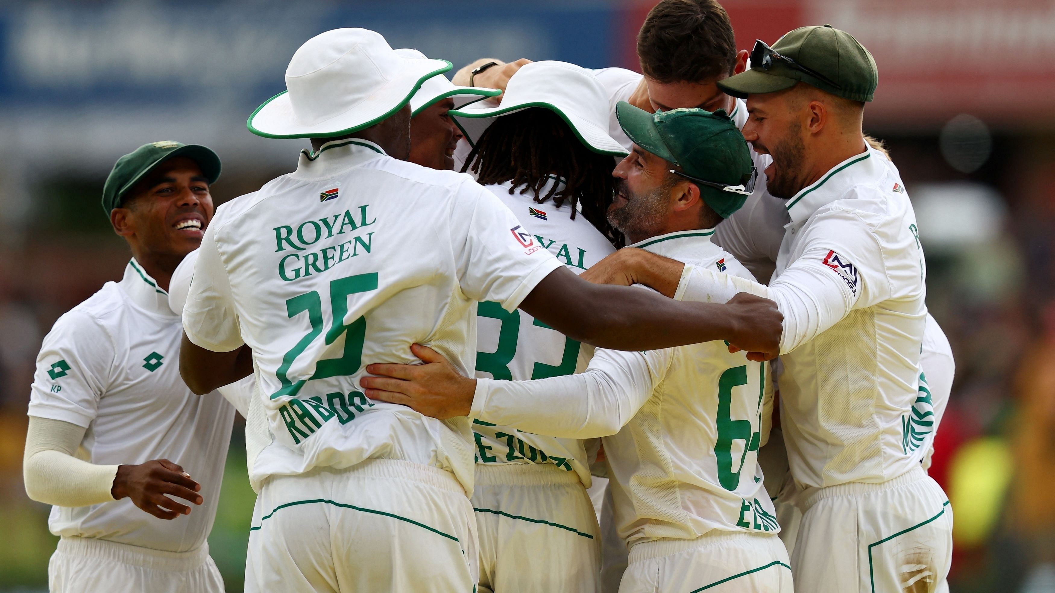 <div class="paragraphs"><p>Cricket - First Test - South Africa v India - SuperSport Park Cricket Stadium, Centurion, South Africa - December 28, 2023 South Africa's Kagiso Rabada celebrates after catching out India's Virat Kohli to win the match with teammates.</p></div>