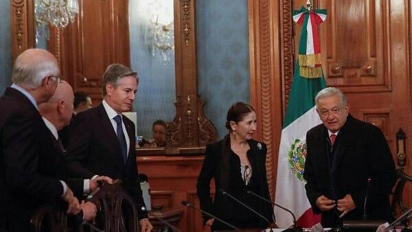 <div class="paragraphs"><p>US Secretary of State Antony Blinken attends a meeting with Mexico's President Andres Manuel Lopez Obrador.</p></div>