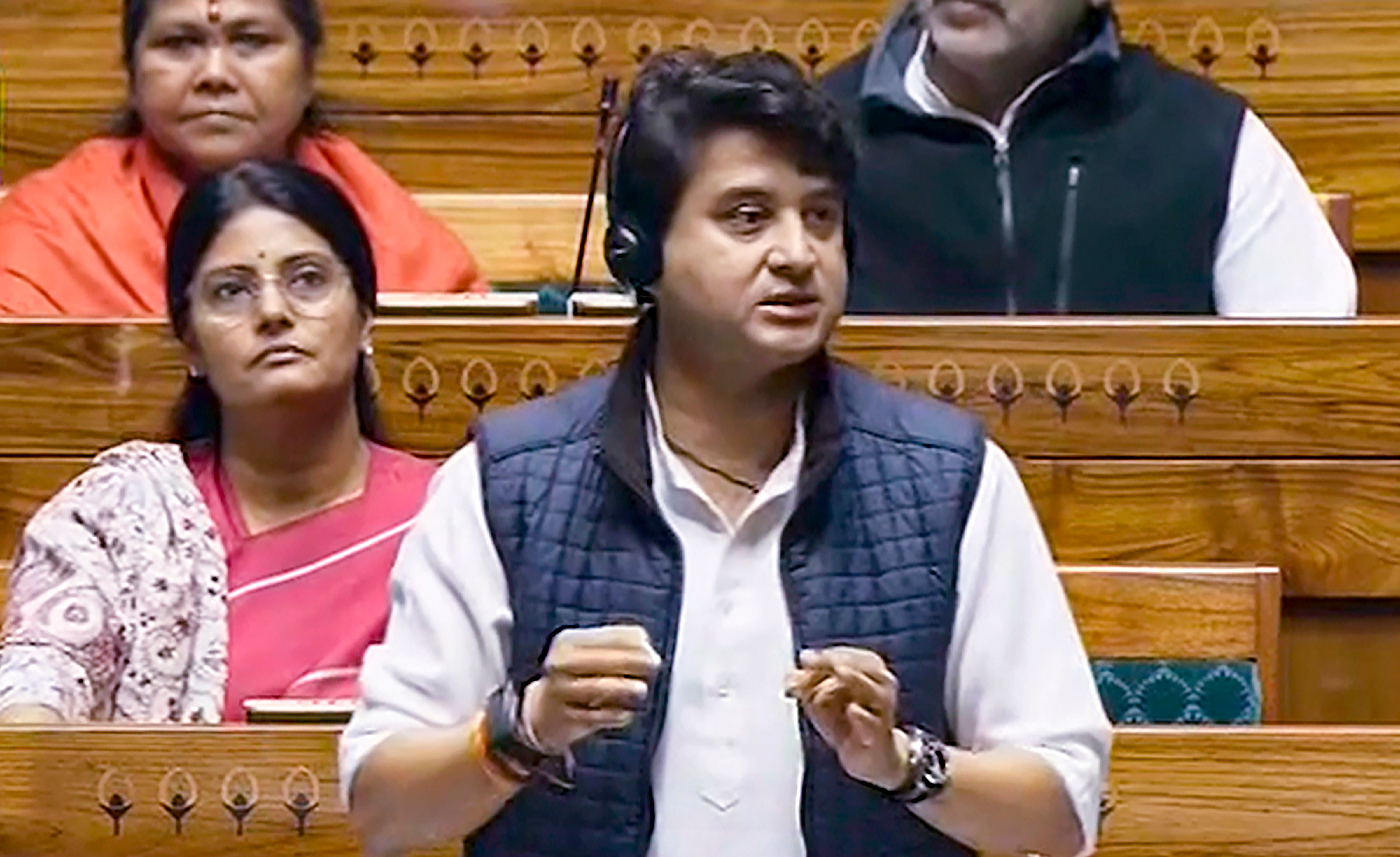 <div class="paragraphs"><p>Union Minister and BJP MP Jyotiraditya Scindia speaks in the Lok Sabha during the Winter session of Parliament, in New Delhi.&nbsp;</p></div>