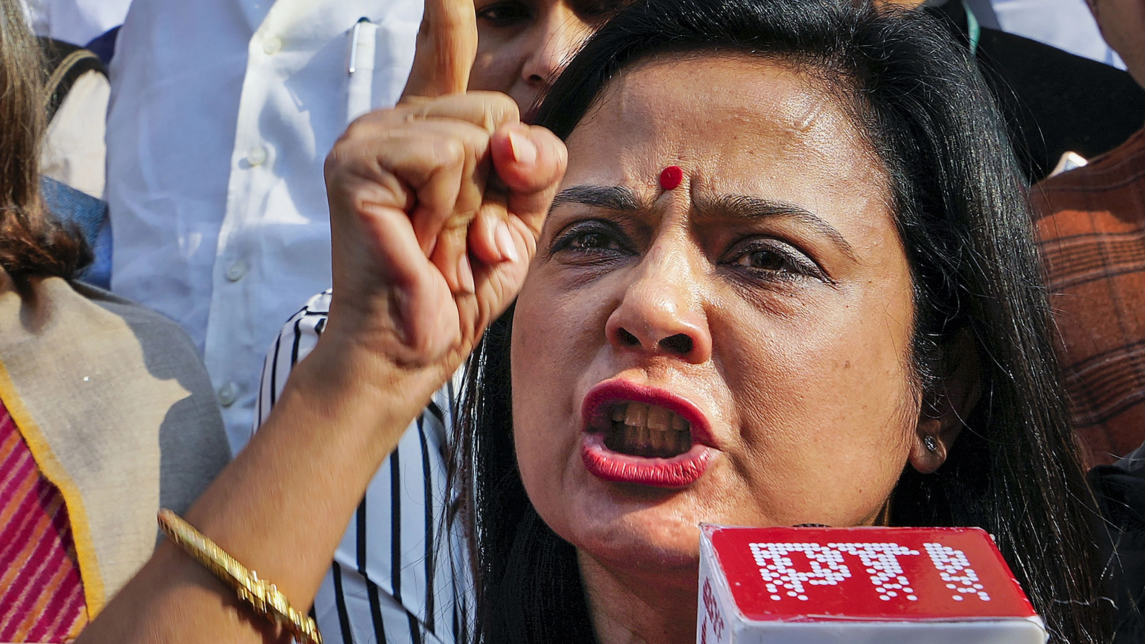 <div class="paragraphs"><p>TMC leader Mahua Moitra speaks to the media after her expulsion from the Lok Sabha over 'cash-for-query' allegations during the Winter session of Parliament, in New Delhi, Friday, Dec 8, 2023. </p></div>