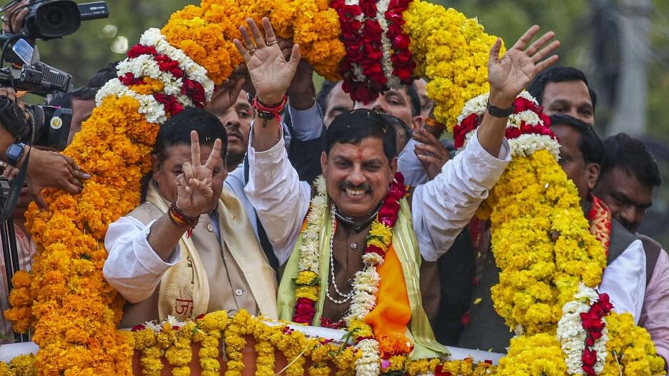 <div class="paragraphs"><p>Madhya Pradesh Chief Minister Mohan Yadav during the 'Vikshit Bharat Sankalp Yatra', in Ujjain district, Saturday, Dec. 16, 2023.</p></div>