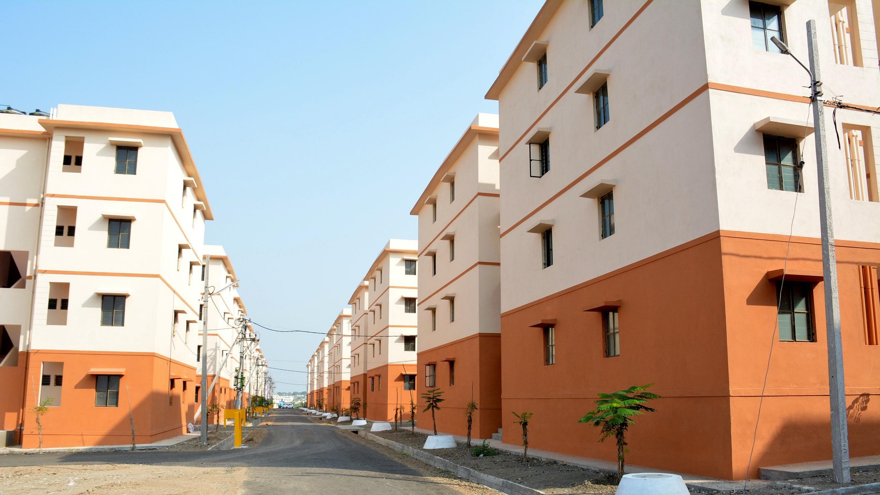 The G+3 housing blocks constructed under RAY Scheme at Jafarabad in Kalaburagi.