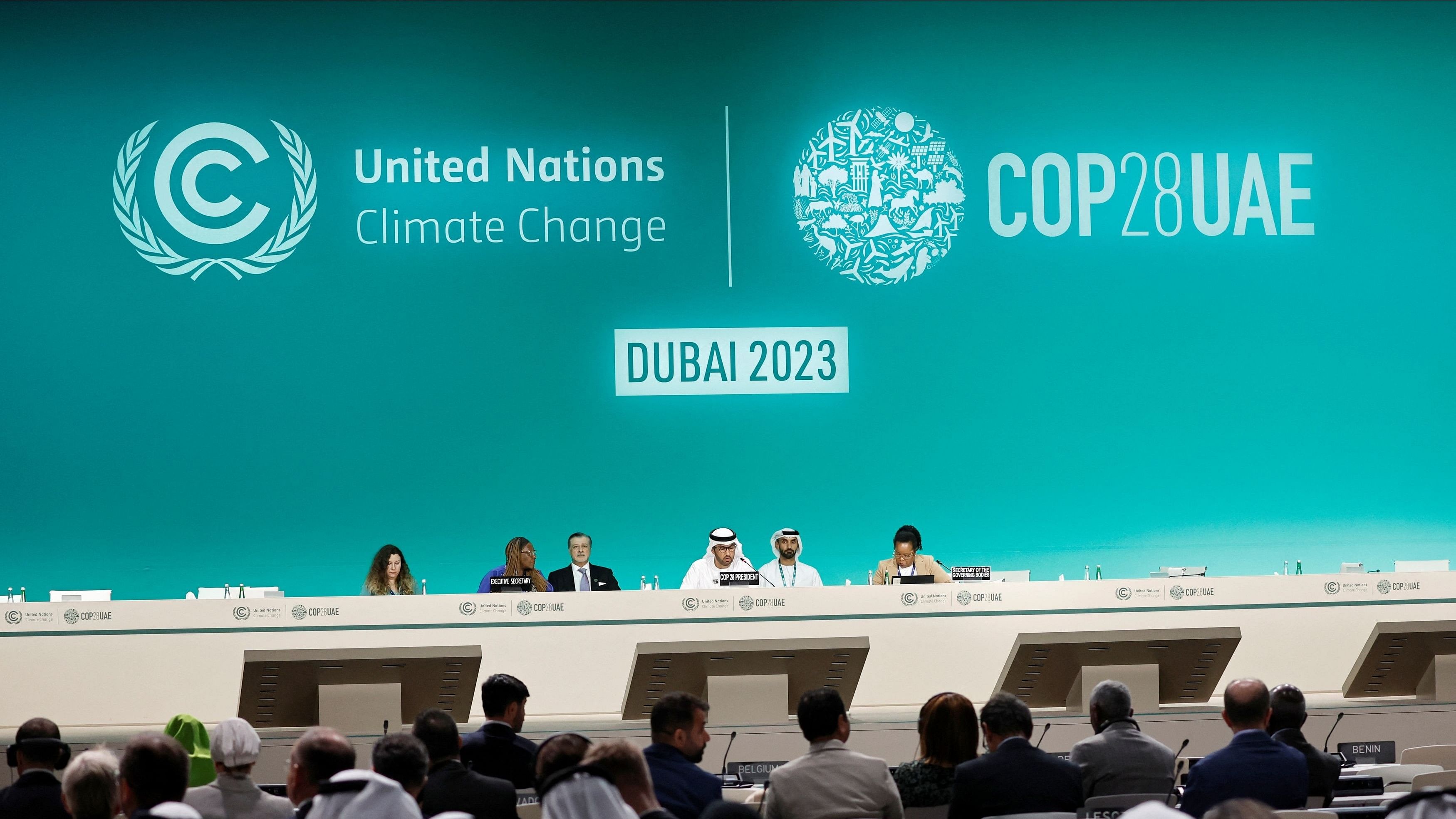 <div class="paragraphs"><p>United Arab Emirates Minister of Industry and Advanced Technology and COP28 President Sultan Ahmed Al Jaber speaks during national statements at the World Climate Action Summit during the United Nations Climate Change Conference  in Dubai, United Arab Emirates, December 1, 2023. </p></div>