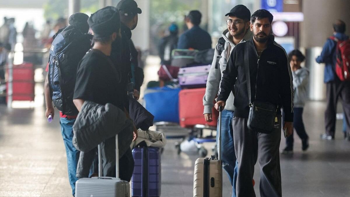 <div class="paragraphs"><p>Passengers from Nicaragua bound Airbus A340 flight that was grounded in France on suspicion of human trafficking, leave the Chhatrapati Shivaji Maharaj International Airport after their arrival, in Mumbai, India, December 26, 2023.</p></div>