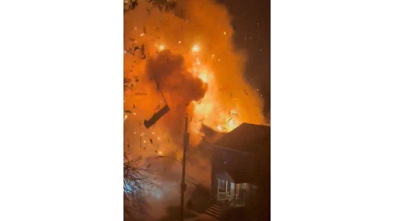 <div class="paragraphs"><p>A screengrab from the video shared online showing the explosion.</p></div>