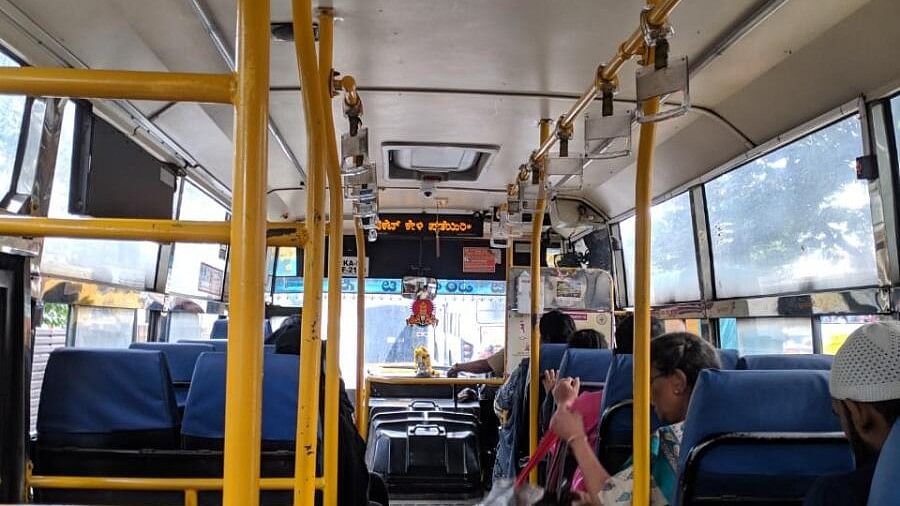 <div class="paragraphs"><p>Interior of a BMTC bus</p></div>