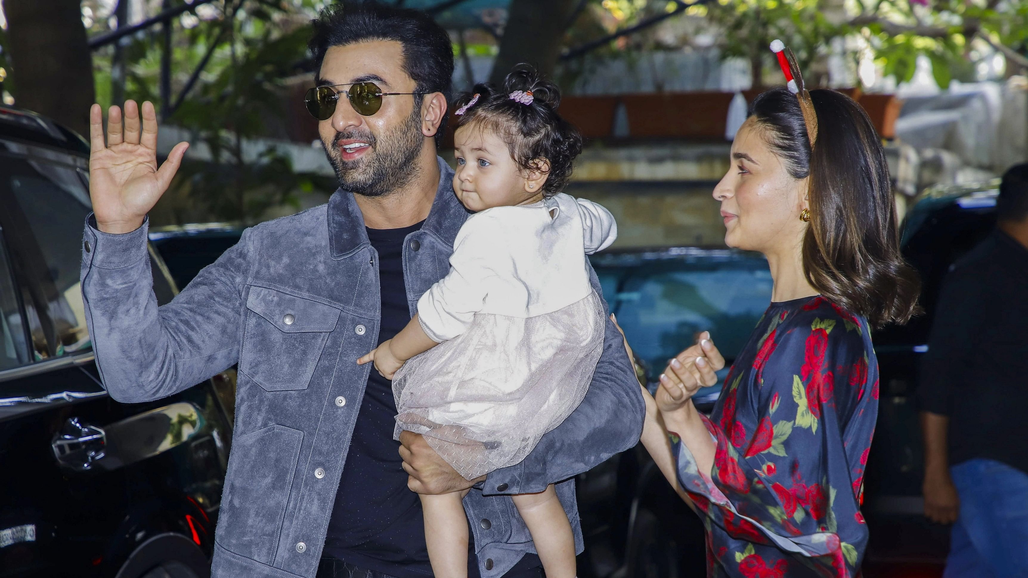 <div class="paragraphs"><p>Actors Ranbir Kapoor and Alia Bhatt arrive for a Christmas party with their daughter Raha Kapoor, in Mumbai, Monday, Dec. 25, 2023. </p></div>