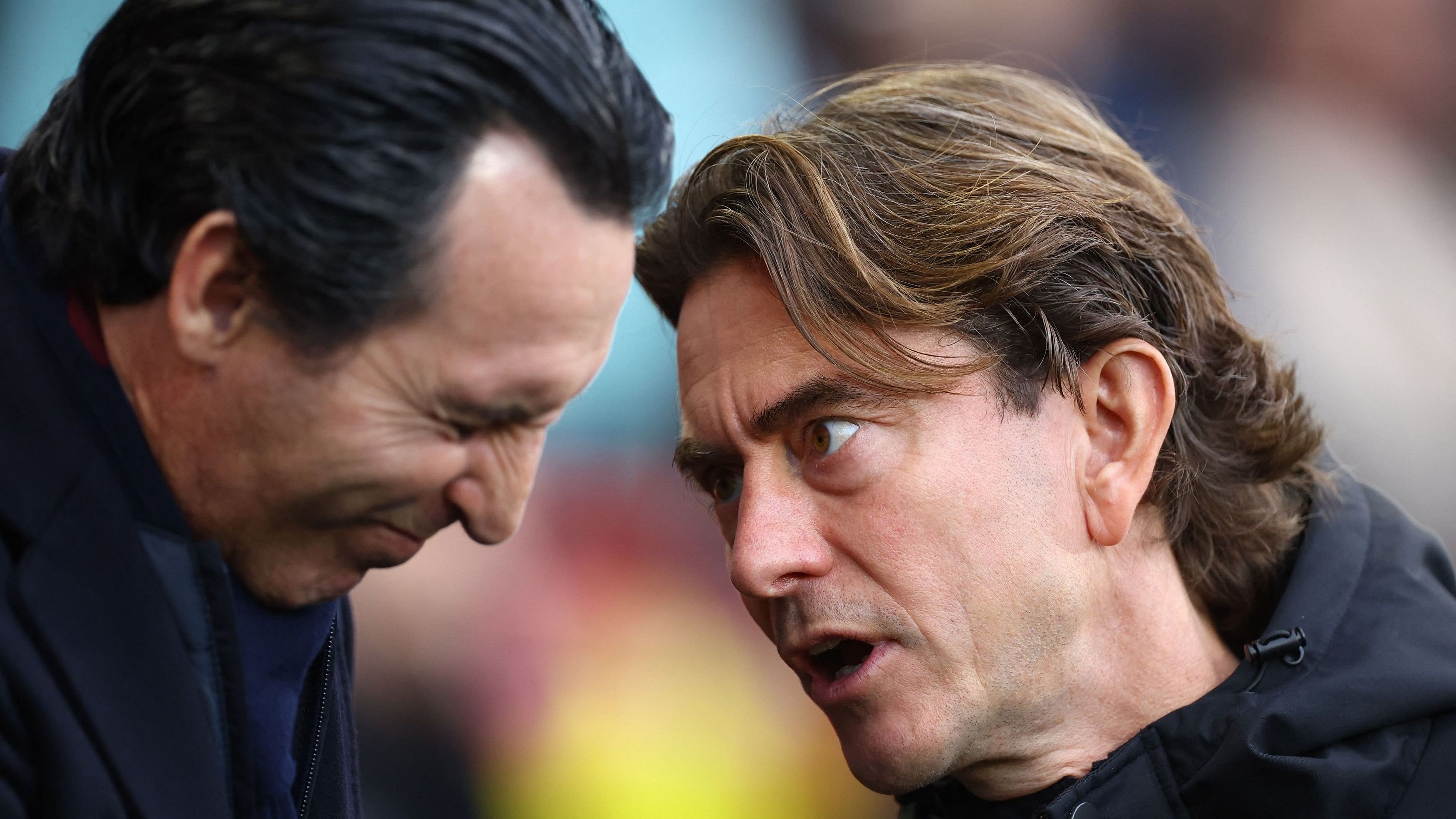 <div class="paragraphs"><p> Aston Villa manager Unai Emery with Brentford manager Thomas Frank before the match.</p></div>